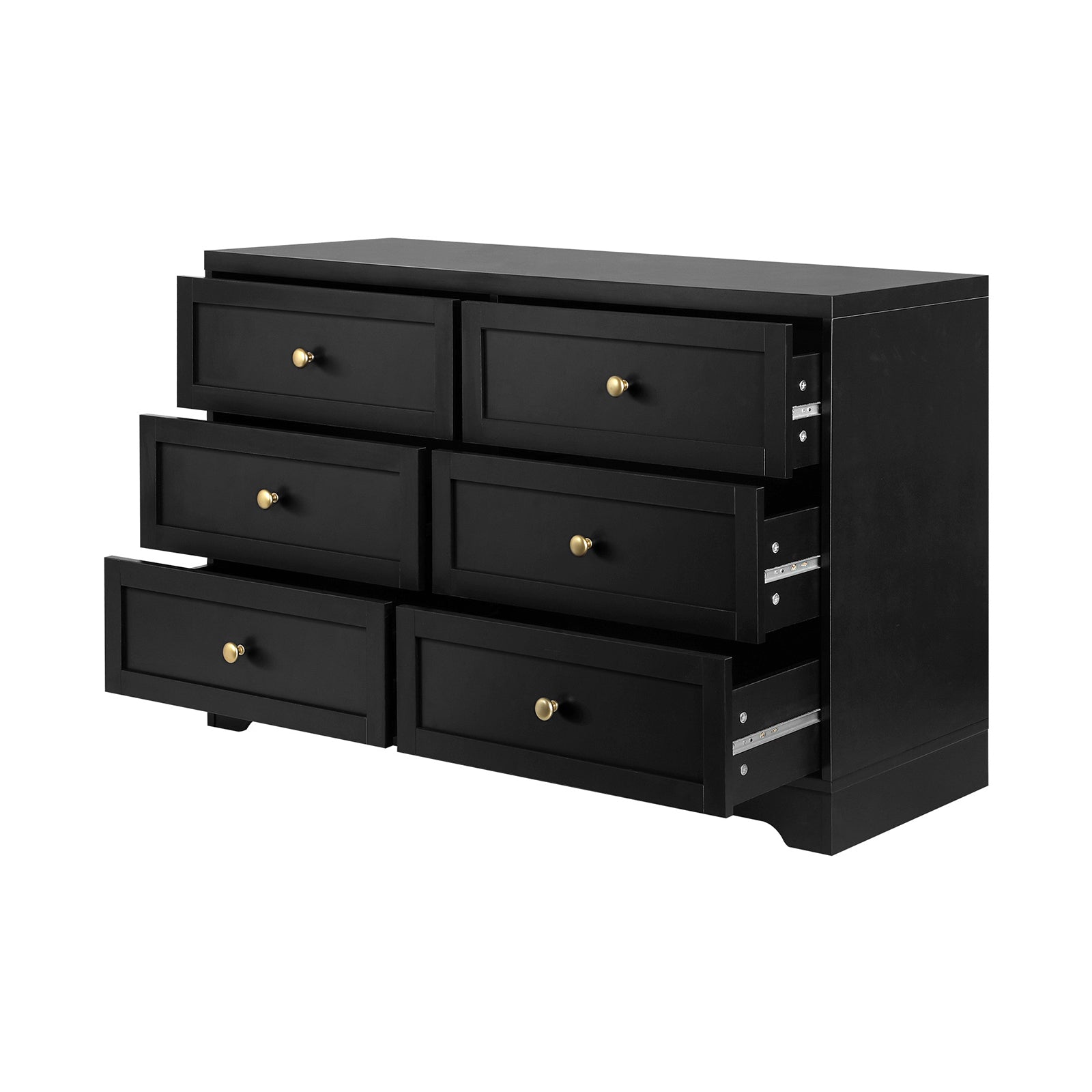 Oikiture 6 Chest of Drawers Tallboy Dresser Table Storage Cabinet Black - Sunyee