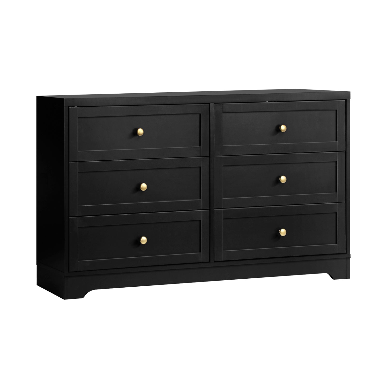 Oikiture 6 Chest of Drawers Tallboy Dresser Table Storage Cabinet Black - Sunyee