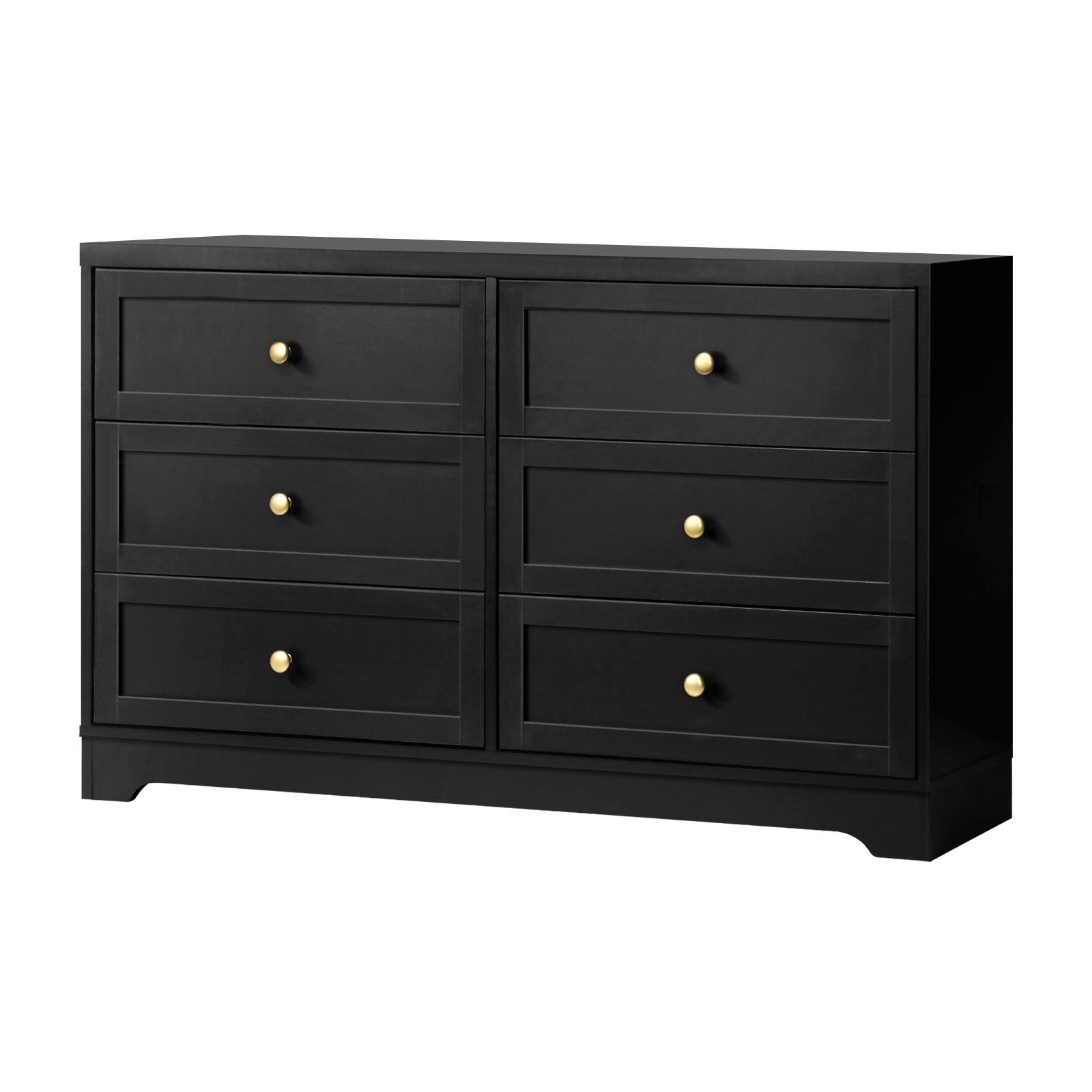 Oikiture 6 Chest of Drawers Tallboy Dresser Table Storage Cabinet Black - Sunyee