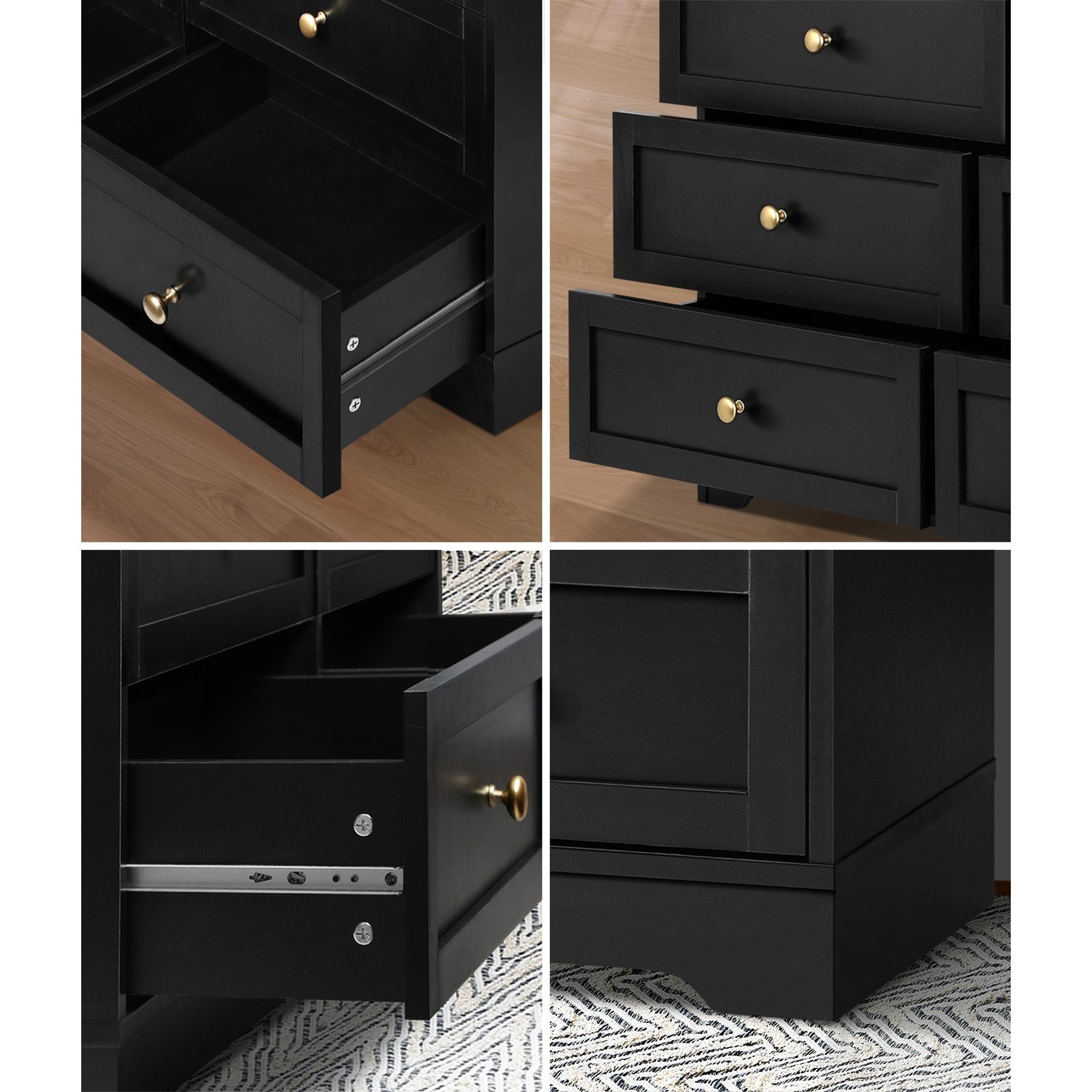 Oikiture 6 Chest of Drawers and 2 Bedside Tables Hamptons Furniture Set - Sunyee