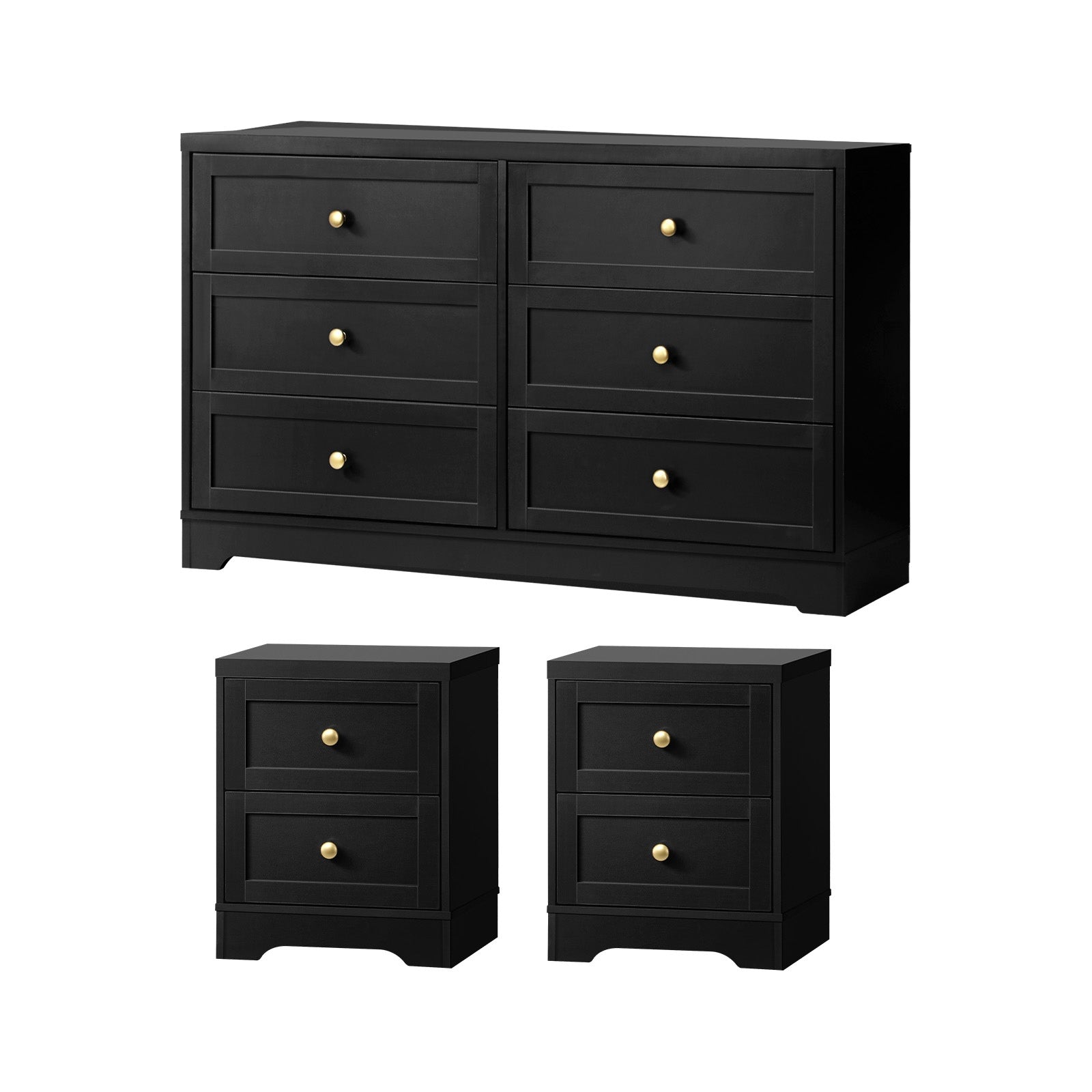 Oikiture 6 Chest of Drawers and 2 Bedside Tables Hamptons Furniture Set - Sunyee