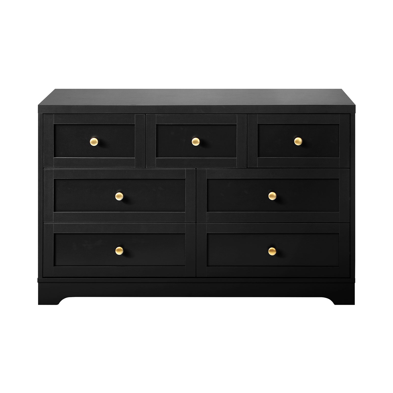 Oikiture 7 Chest of Drawers Tallboy Dresser Table Storage Cabinet Black - Sunyee