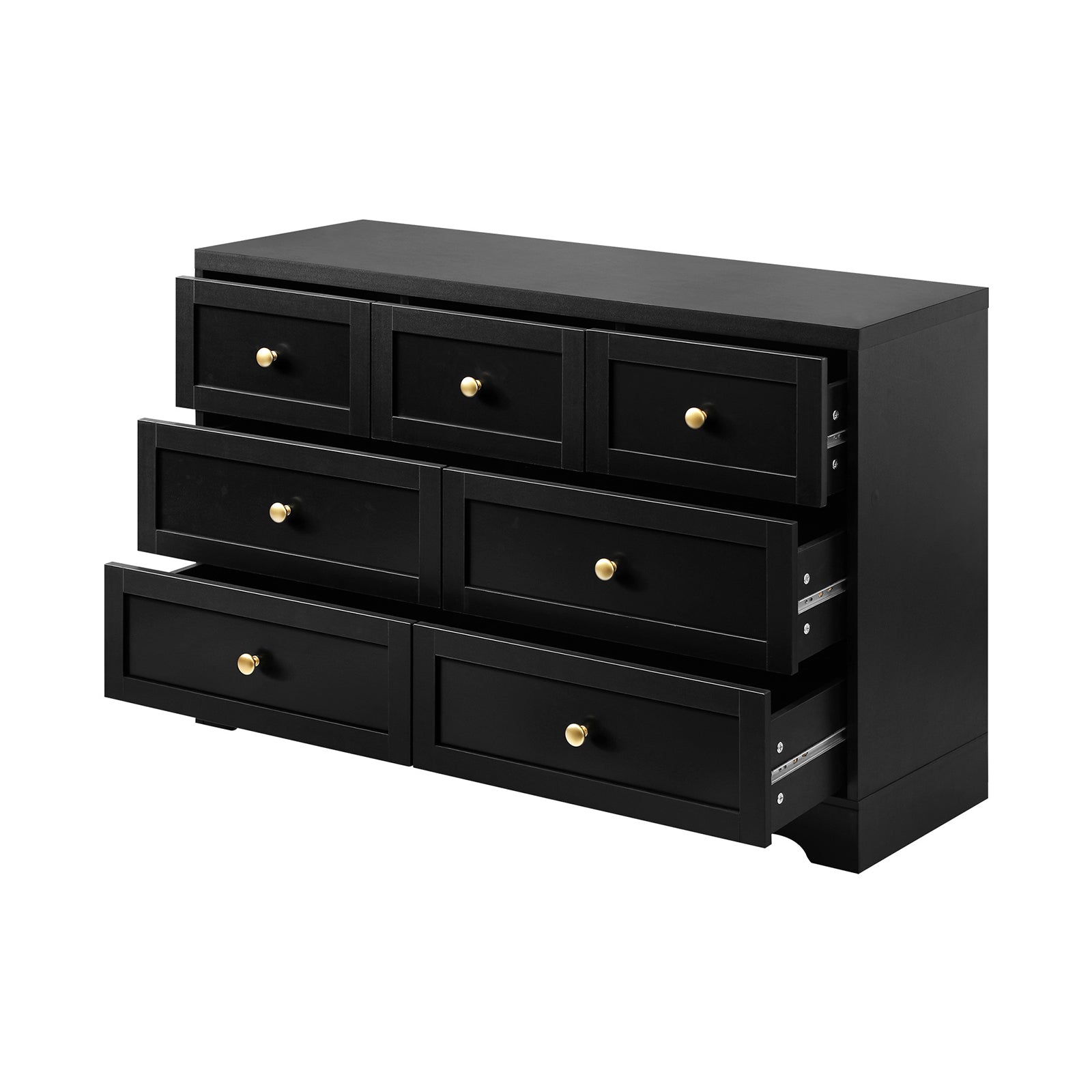 Oikiture 7 Chest of Drawers Tallboy Dresser Table Storage Cabinet Black - Sunyee
