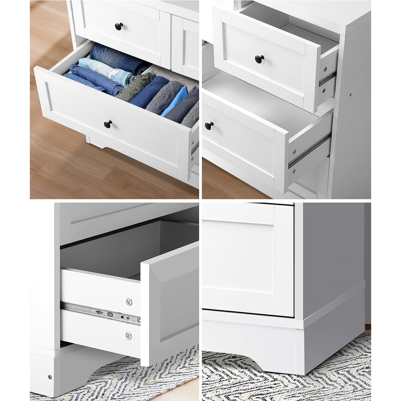 Oikiture Chest of Drawers Tallboy Dresser Table Storage Cabinet Black - Sunyee