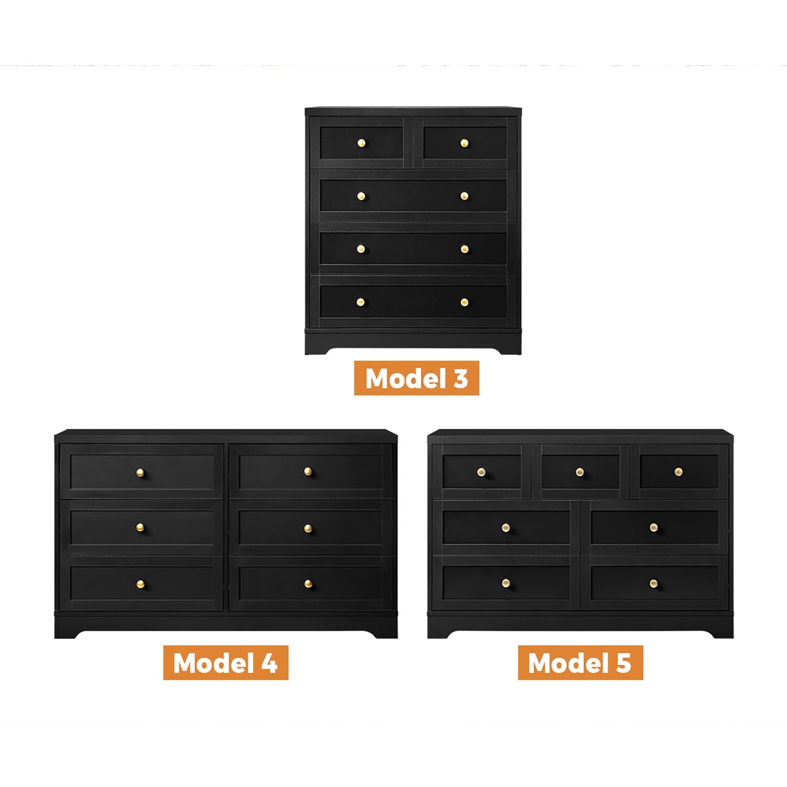 Oikiture Chest of Drawers Tallboy Dresser Table Storage Cabinet Black - Sunyee