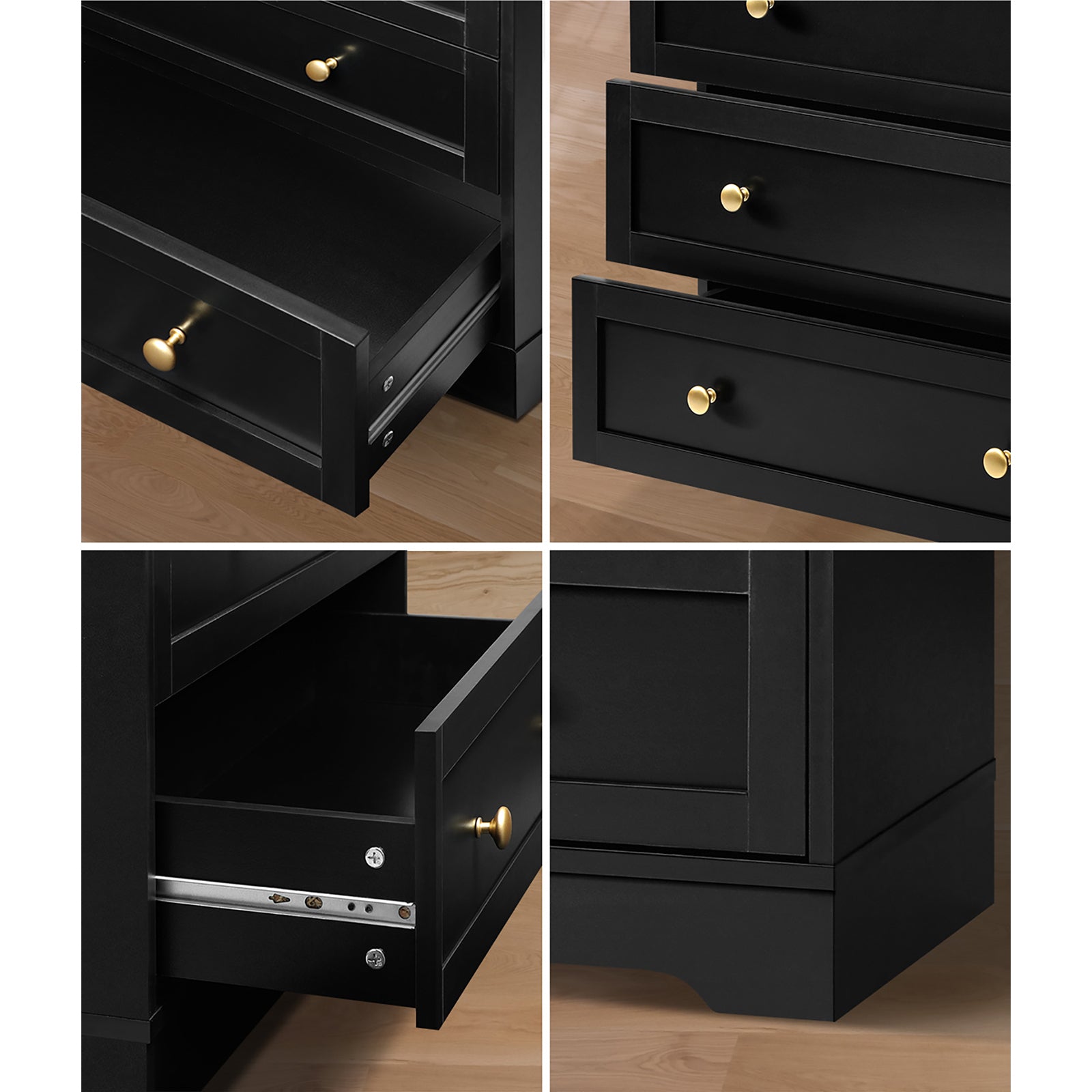 Oikiture Chest of Drawers Tallboy Dresser Table Storage Cabinet Black - Sunyee