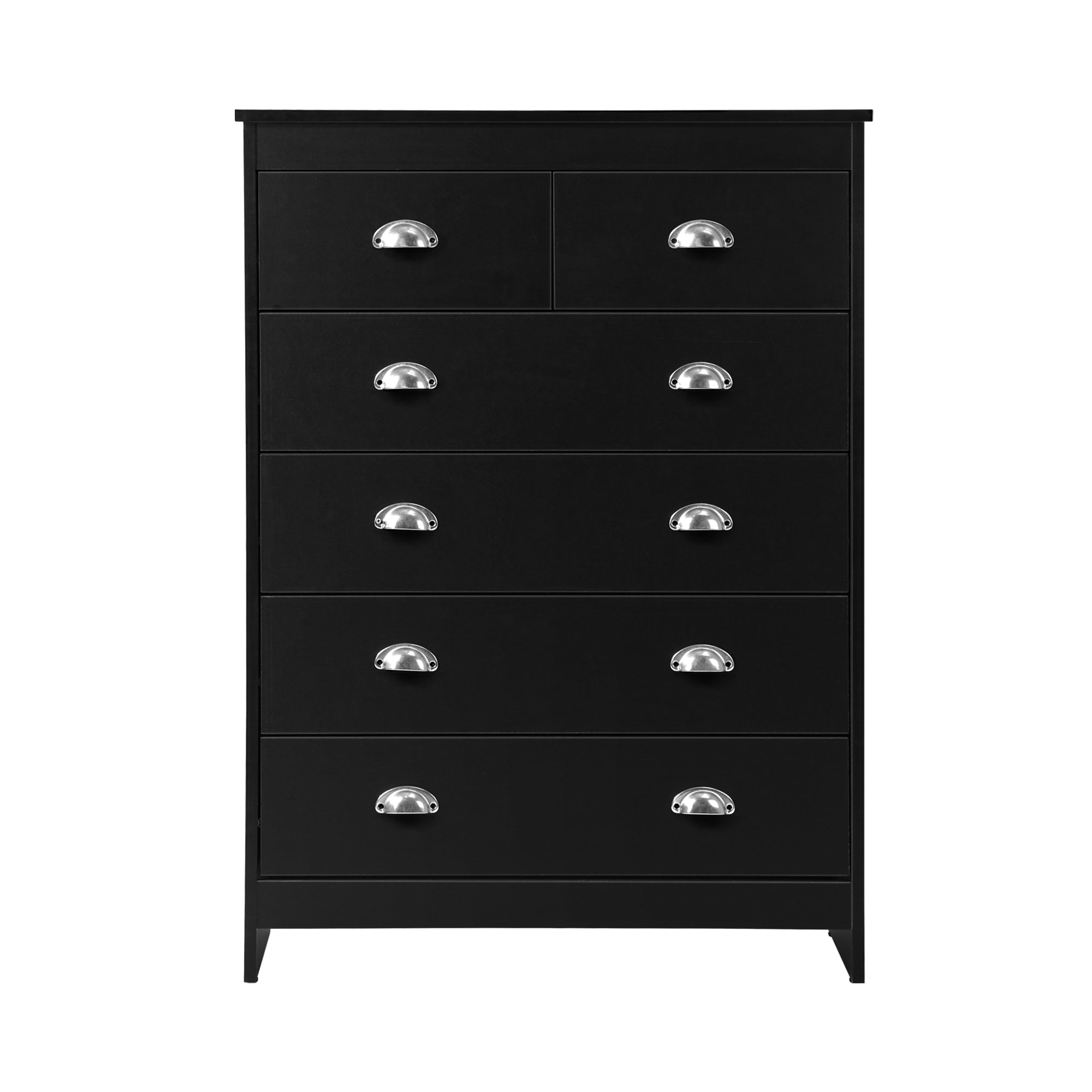 Oikiture 6 Chest of Drawers Tallboy Dresser Table Storage Cabinet Black - Sunyee
