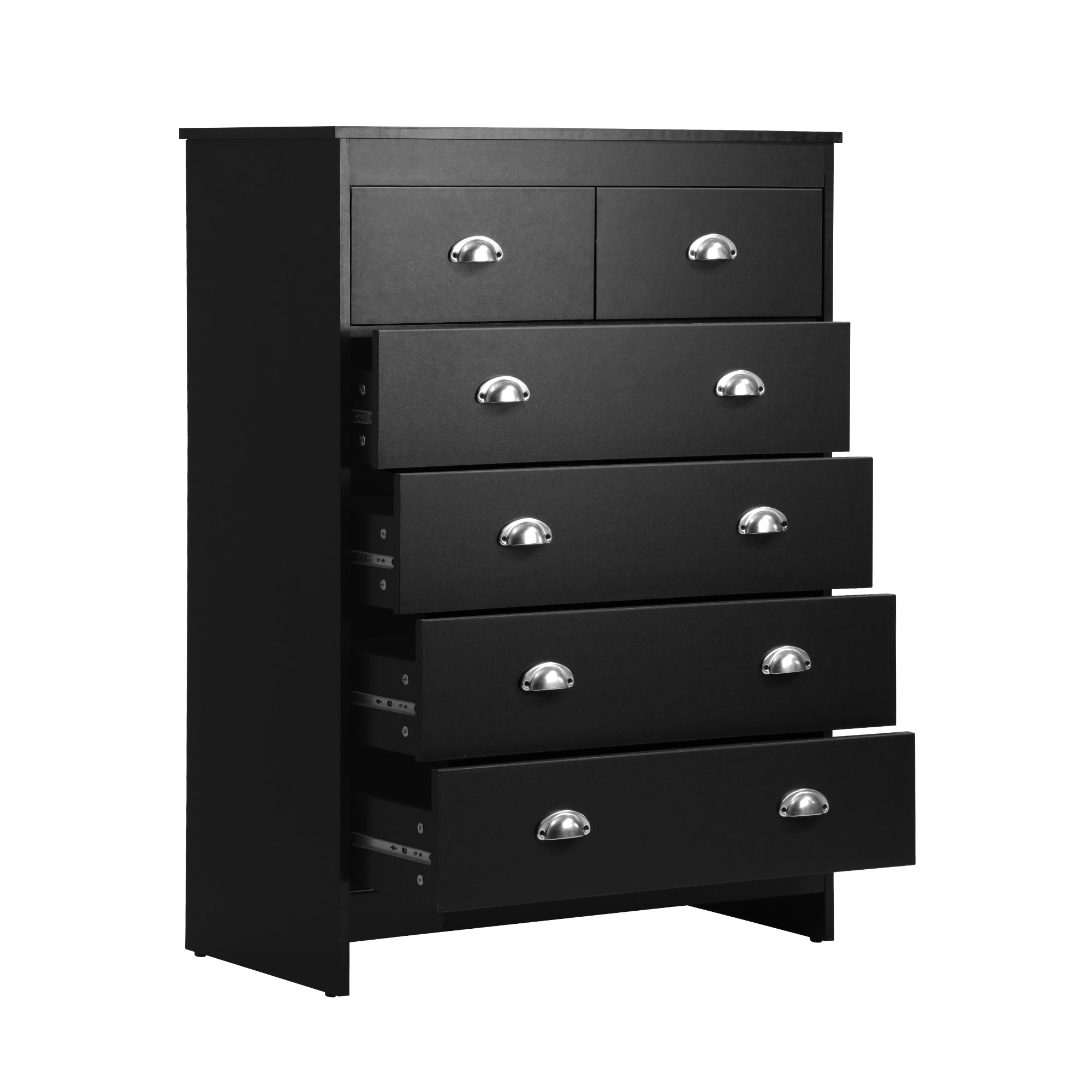 Oikiture 6 Chest of Drawers Tallboy Dresser Table Storage Cabinet Black - Sunyee