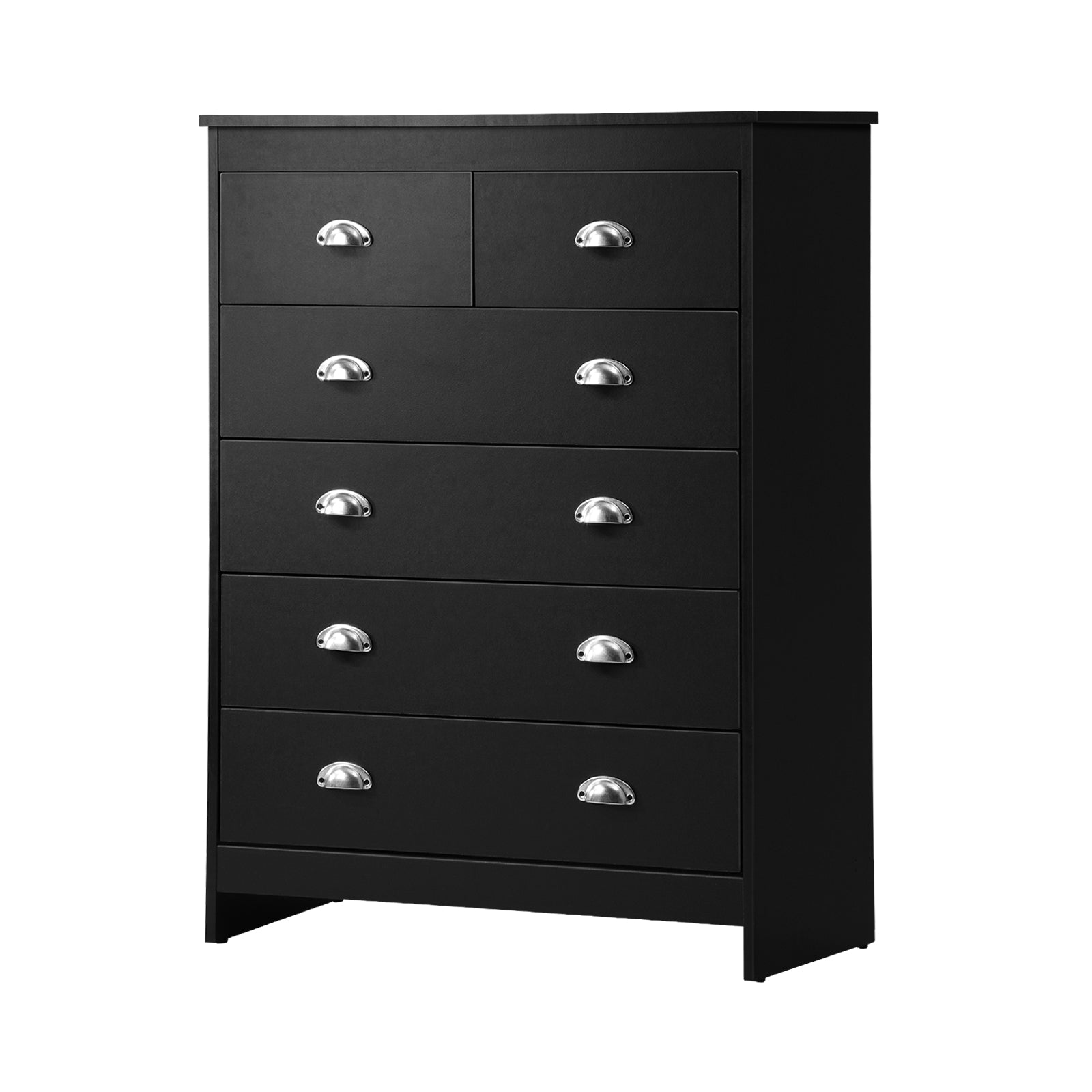 Oikiture 6 Chest of Drawers Tallboy Dresser Table Storage Cabinet Black - Sunyee
