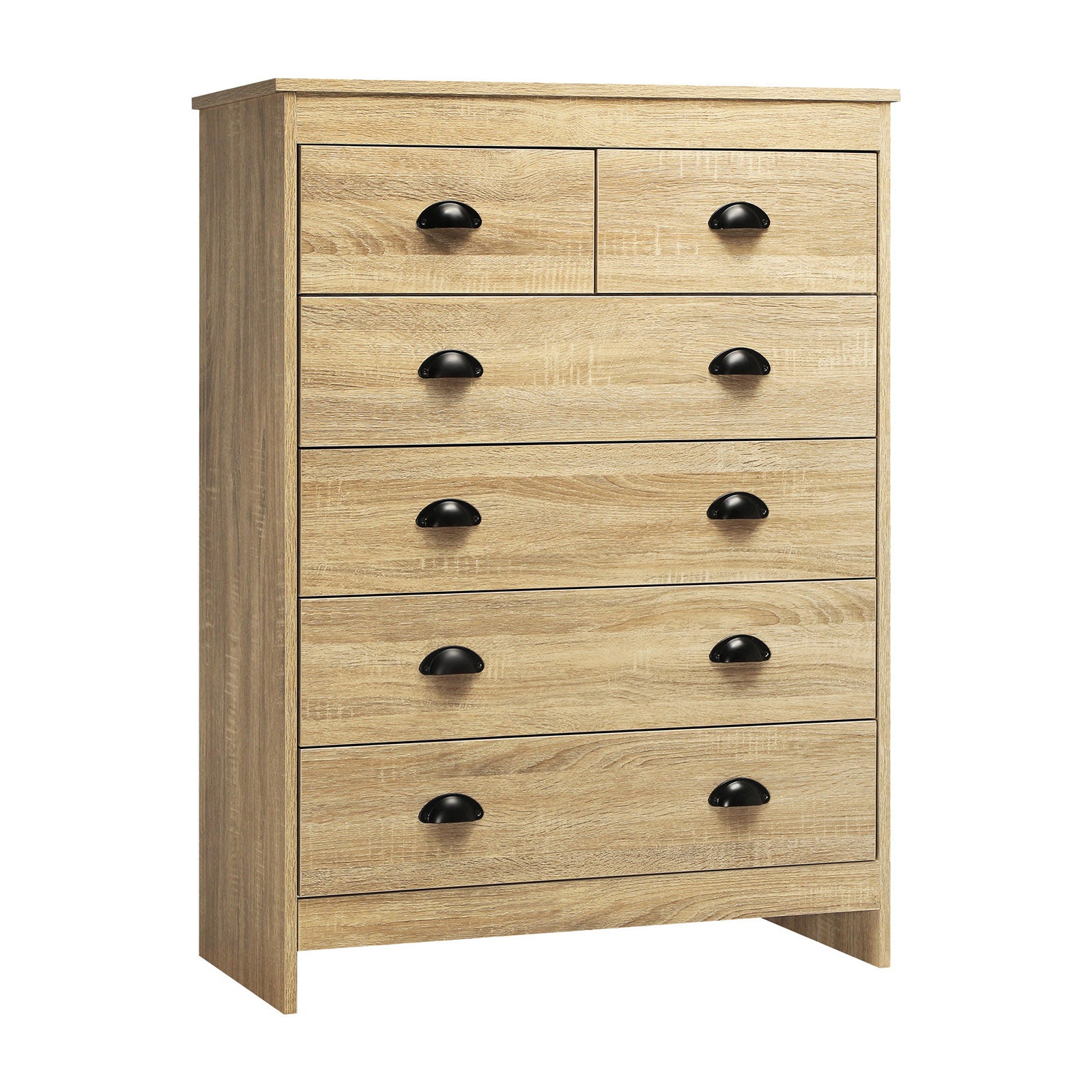 Oikiture Tallboy 6 Chest of Drawers Dresser Table Storage Cabinet Bedroom Wooden - Sunyee