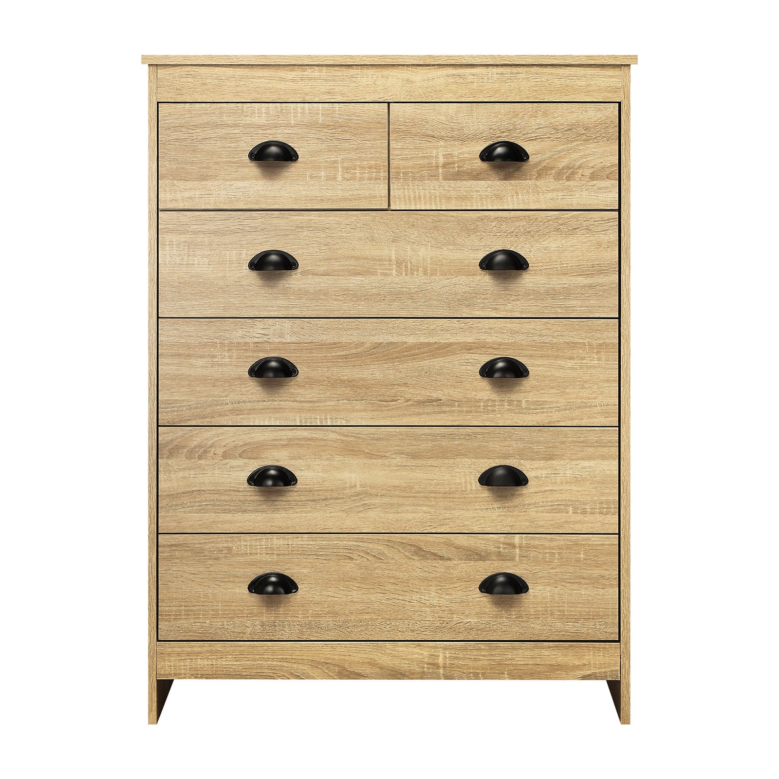 Oikiture Tallboy 6 Chest of Drawers Dresser Table Storage Cabinet Bedroom Wooden - Sunyee