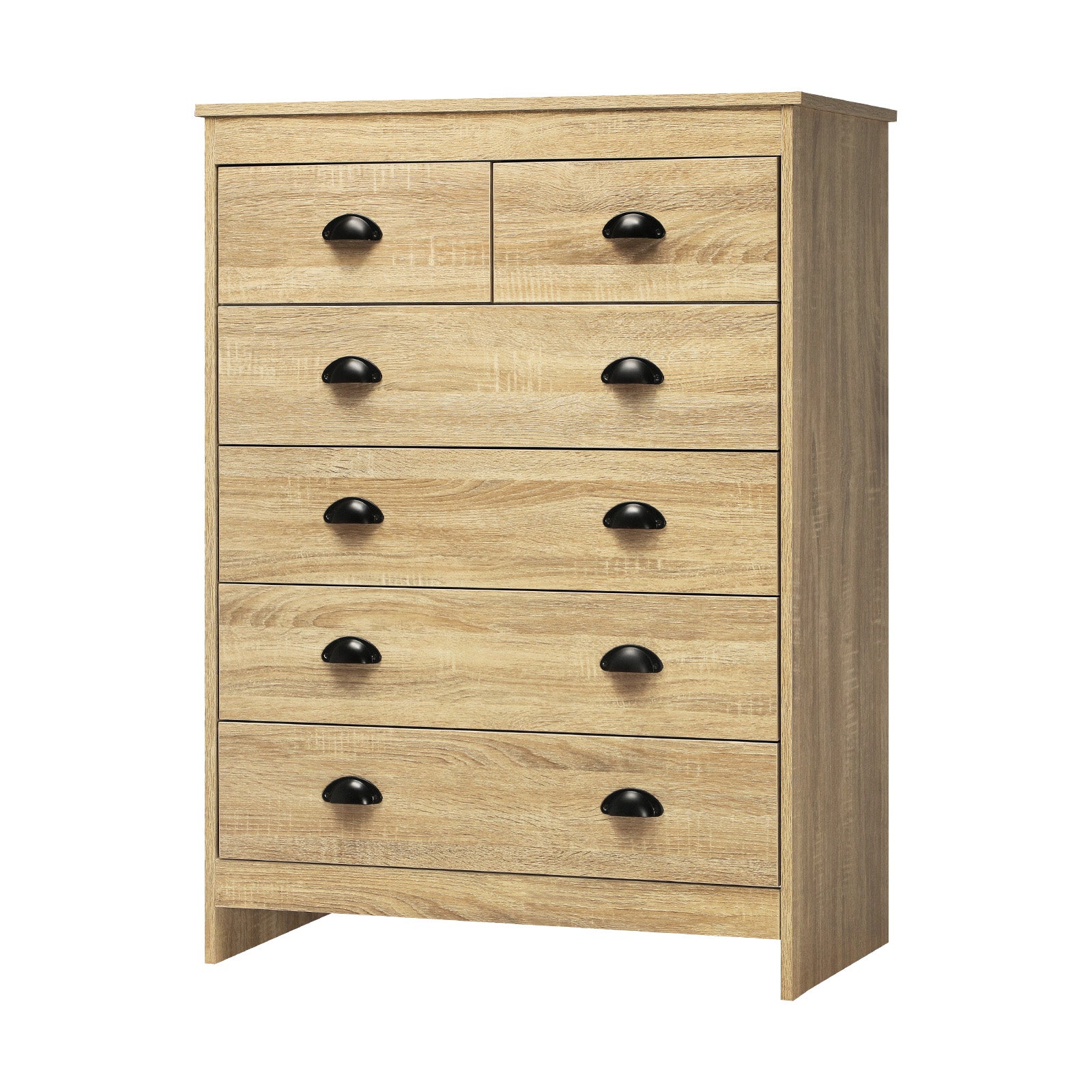 Oikiture Tallboy 6 Chest of Drawers Dresser Table Storage Cabinet Bedroom Wooden - Sunyee