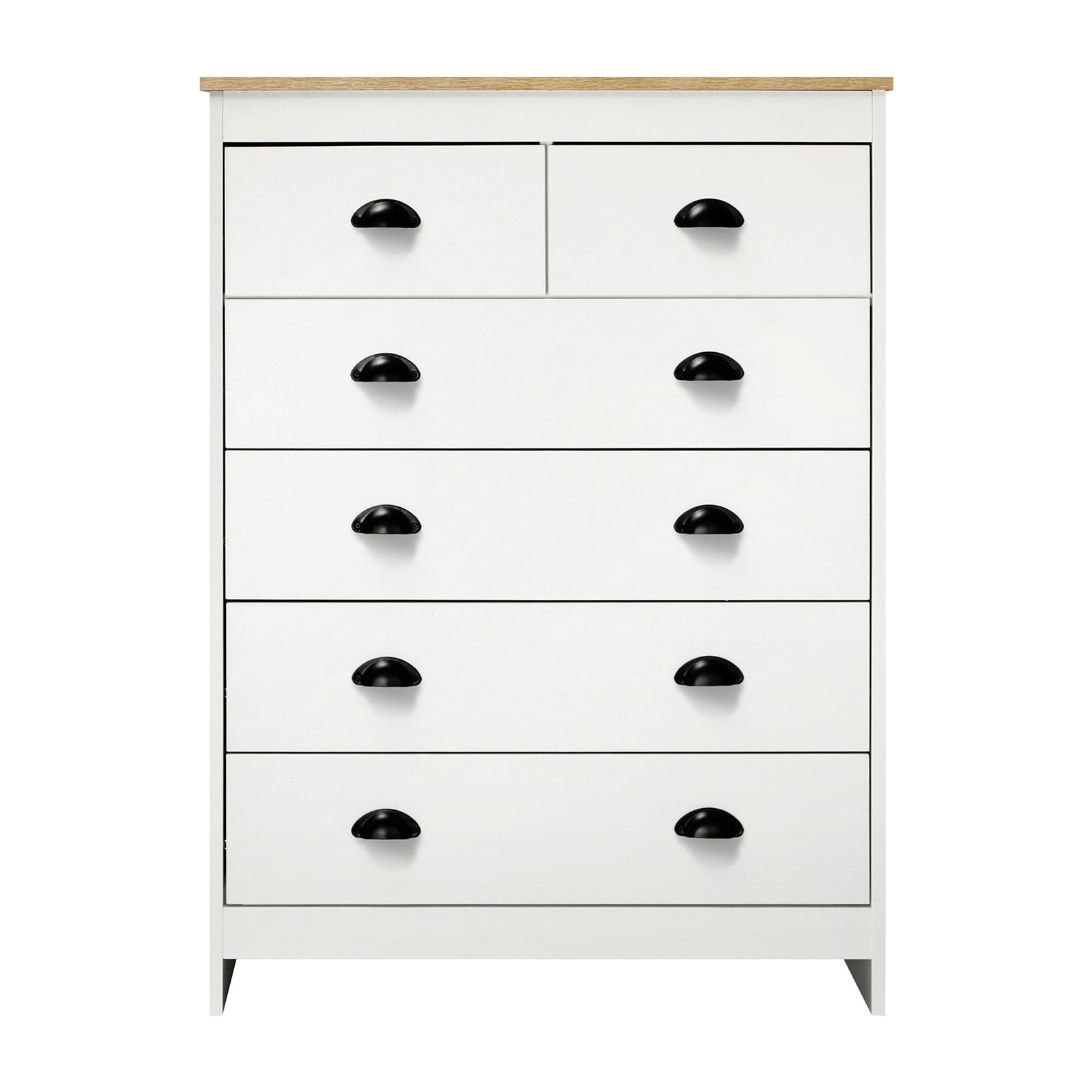 Oikiture Tallboy 6 Chest of Drawers Dresser Table Storage Cabinet Bedroom White - Sunyee