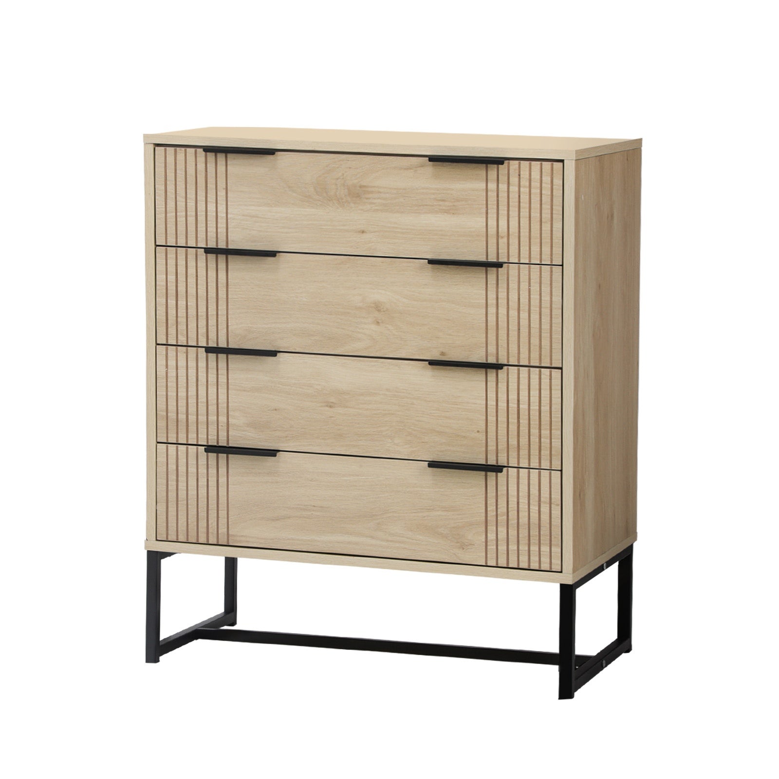 Oikiture 4 Chest of Drawers Storage Cabinet Dresser Table Lowboy Natural - Sunyee