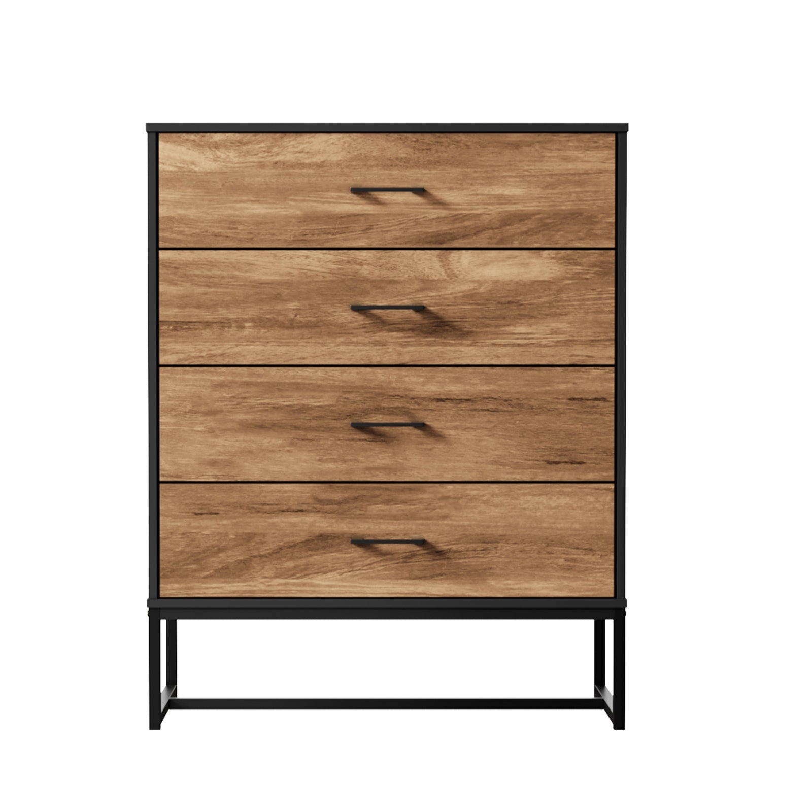 Oikiture 4 Chest of Drawers Storage Cabinet Dresser Table Tallboy Metal Black - Sunyee