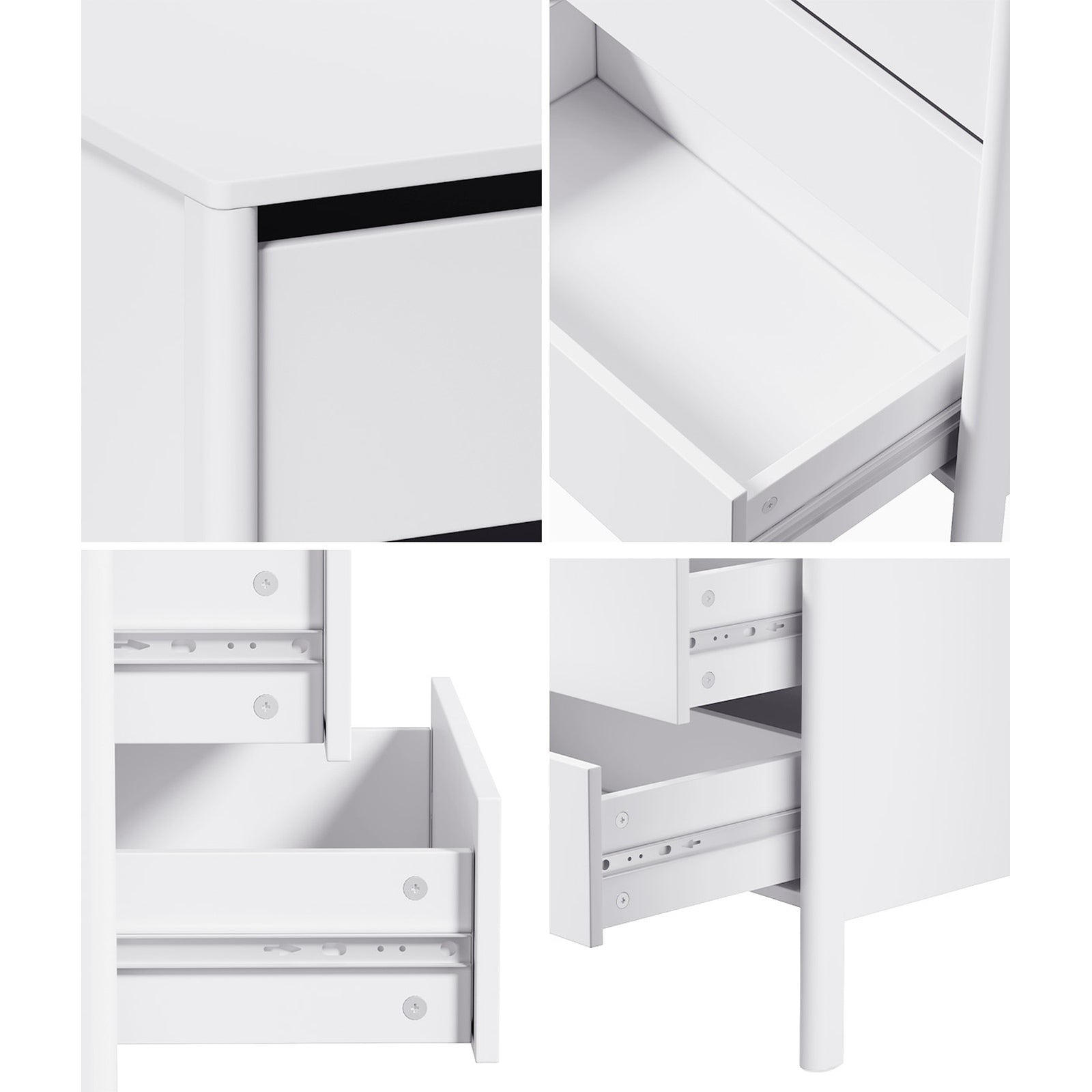 Oikiture 6 Chest Of Drawers Dresser Lowboy Storage Handle-Free Bedroom White