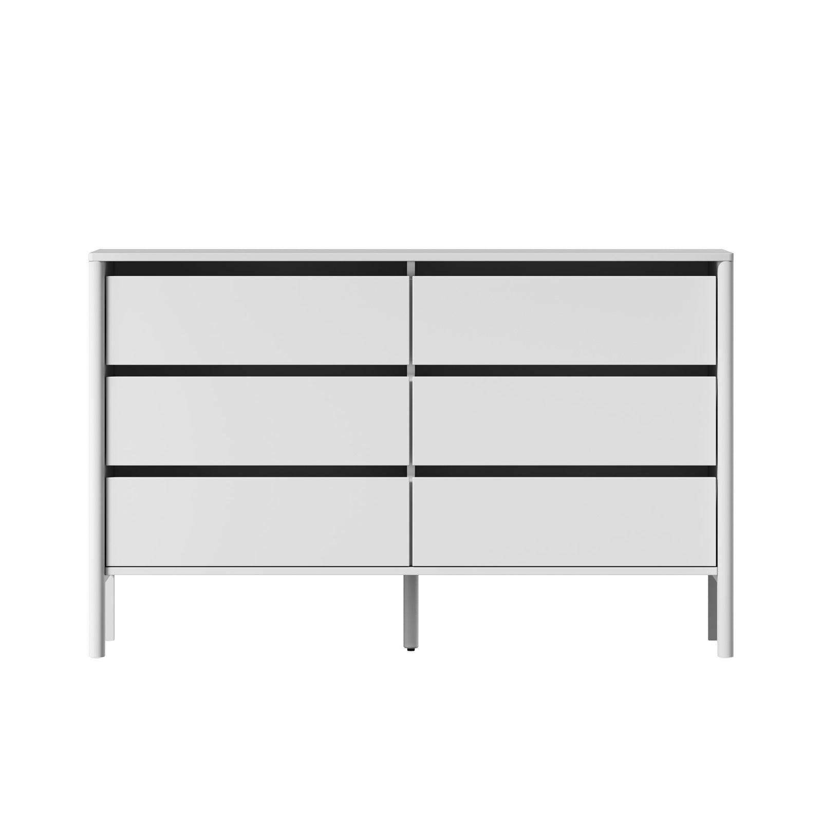 Oikiture 6 Chest Of Drawers Dresser Lowboy Storage Handle-Free Bedroom White