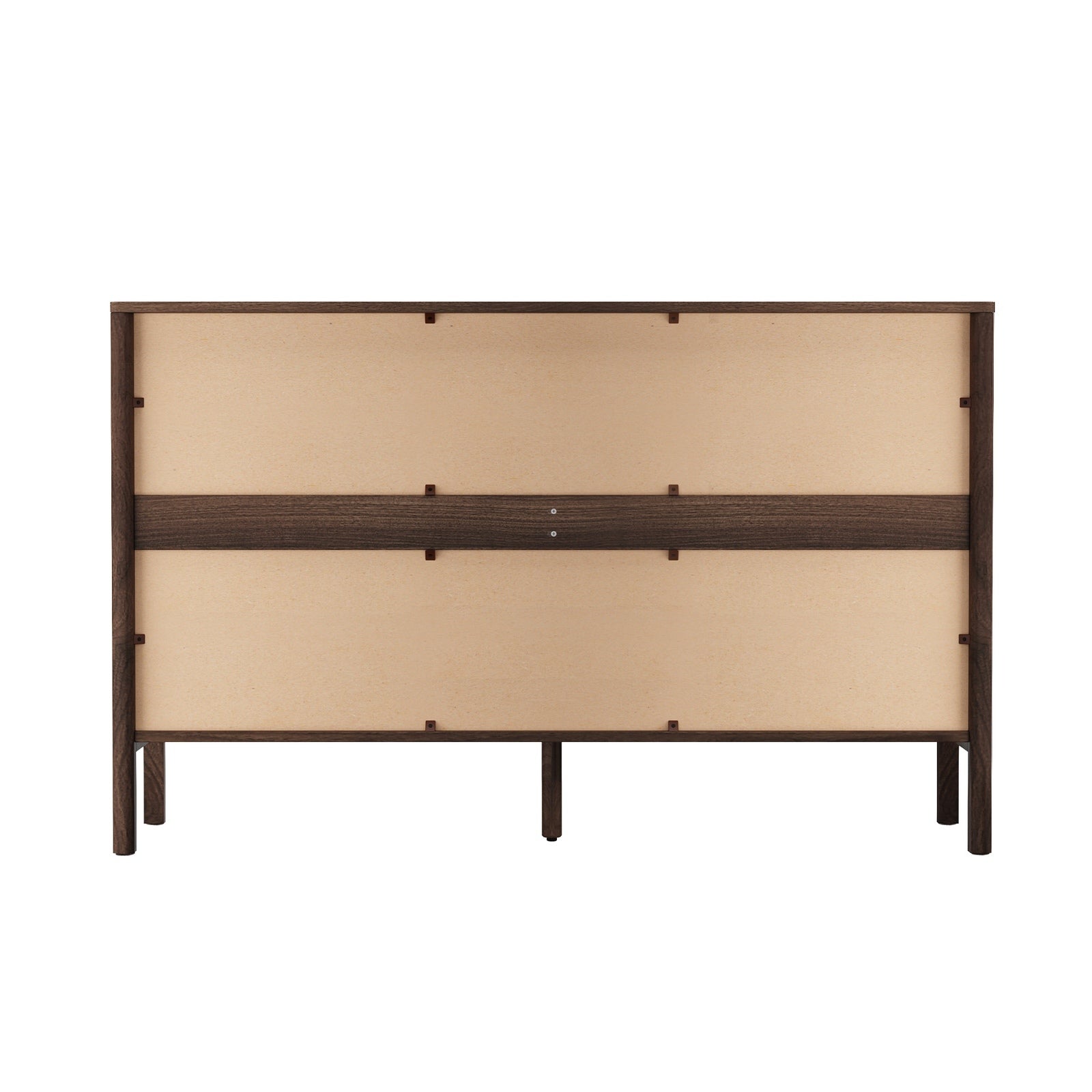 Oikiture 6 Chest Of Drawers Dresser Lowboy Storage Handle-Free Bedroom Walnut