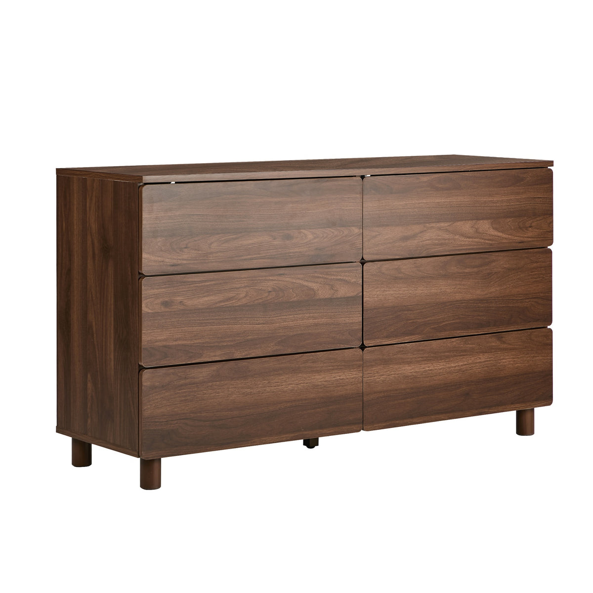 Oikiture 6 Chest of Drawers Lowboy Storage Dresser Hallway Bedroom Natural