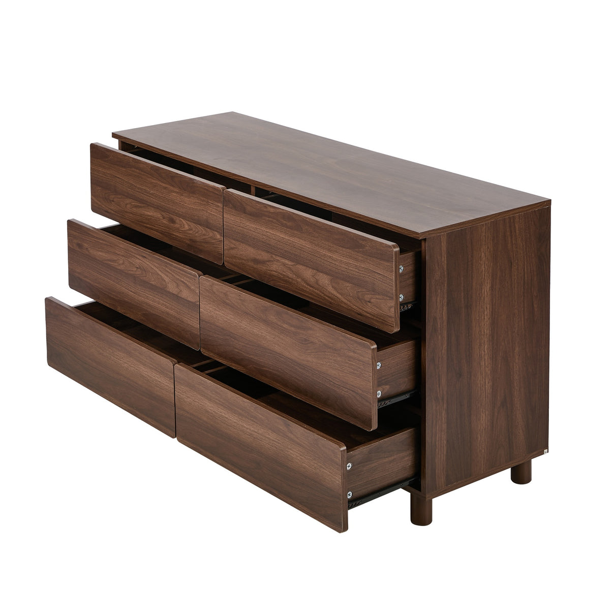 Oikiture 6 Chest of Drawers Lowboy Storage Dresser Hallway Bedroom Natural