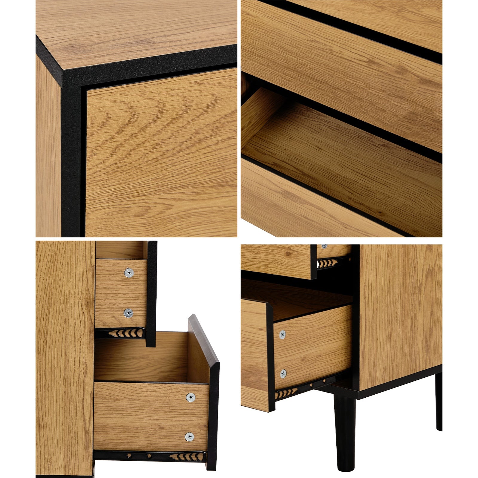 Oikiture 6 Chest of Drawers Lowboy Storage Dresser Hallway Bedroom Natural