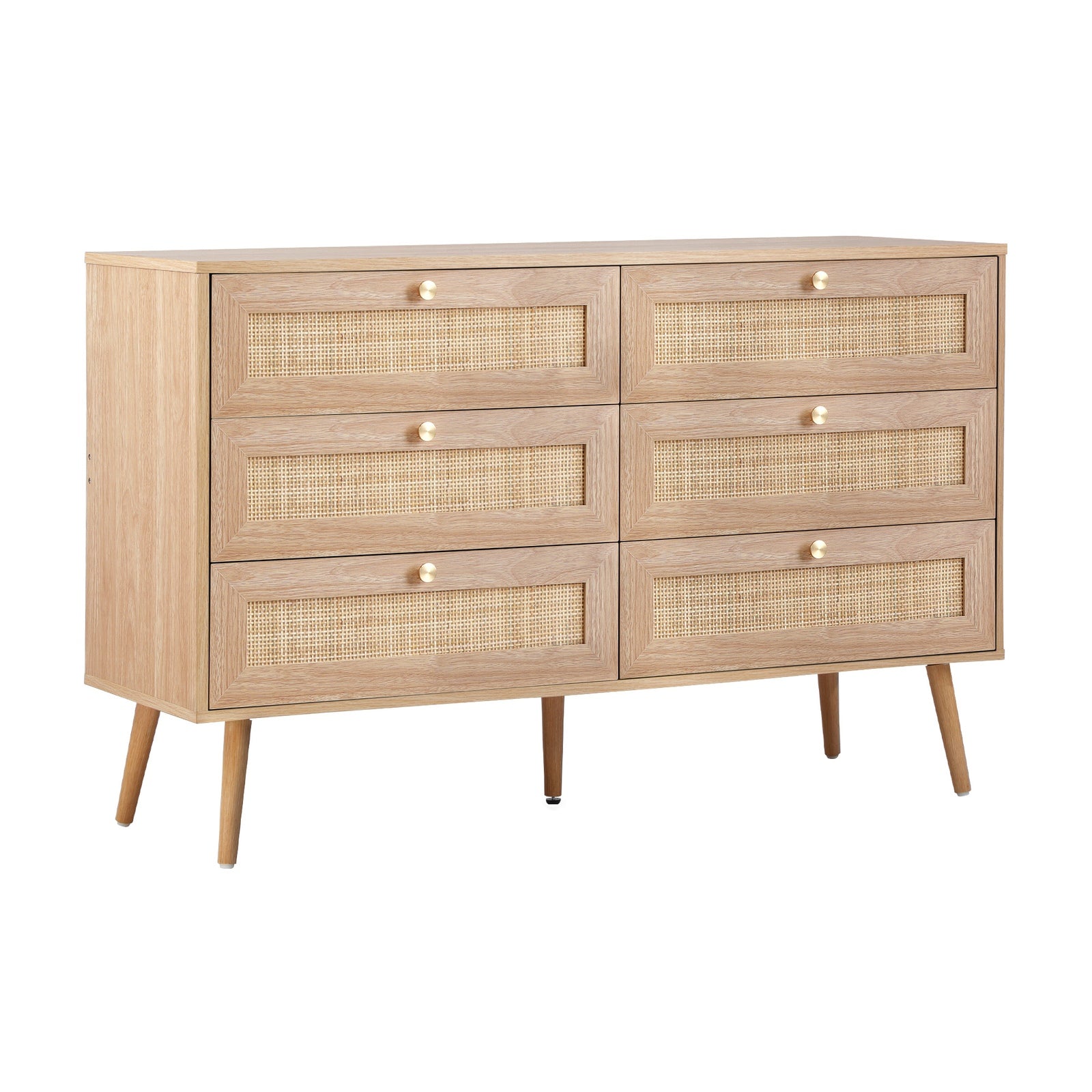 Oikiture 6 Chest of Drawers Dresser Chest Storage Cabinet Tallboy Rattan - Sunyee