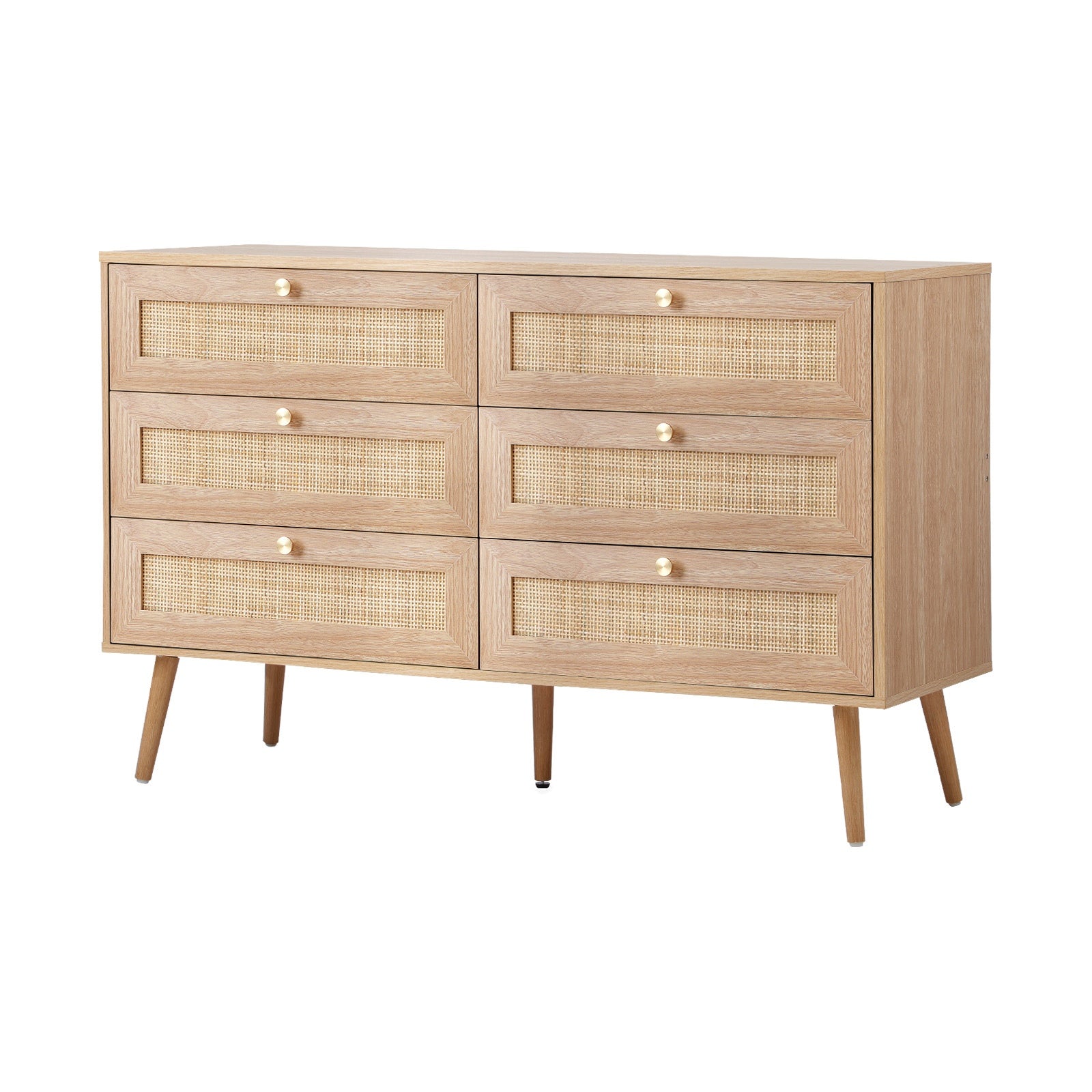 Oikiture 6 Chest of Drawers Dresser Chest Storage Cabinet Tallboy Rattan - Sunyee