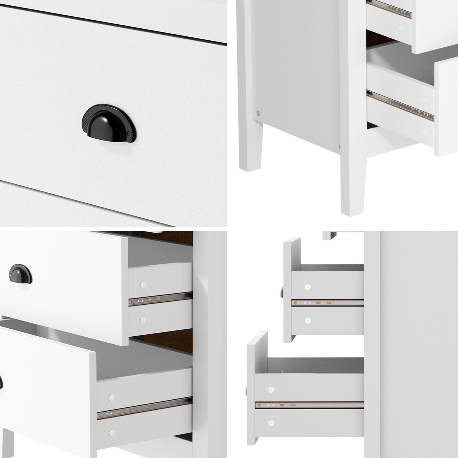 Oikiture 4 Chest of Drawers Dresser Storage Cabinet Tallboy White Vintage - Sunyee