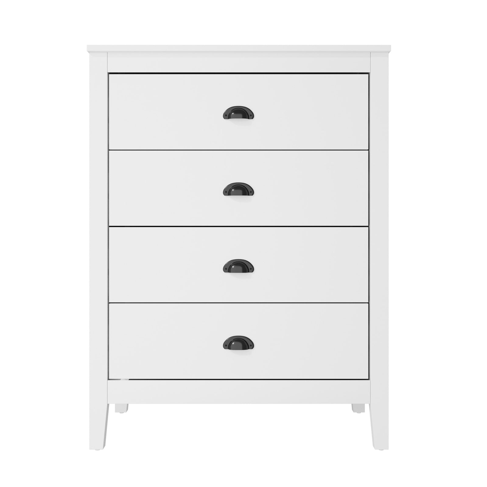 Oikiture 4 Chest of Drawers Dresser Storage Cabinet Tallboy White Vintage - Sunyee