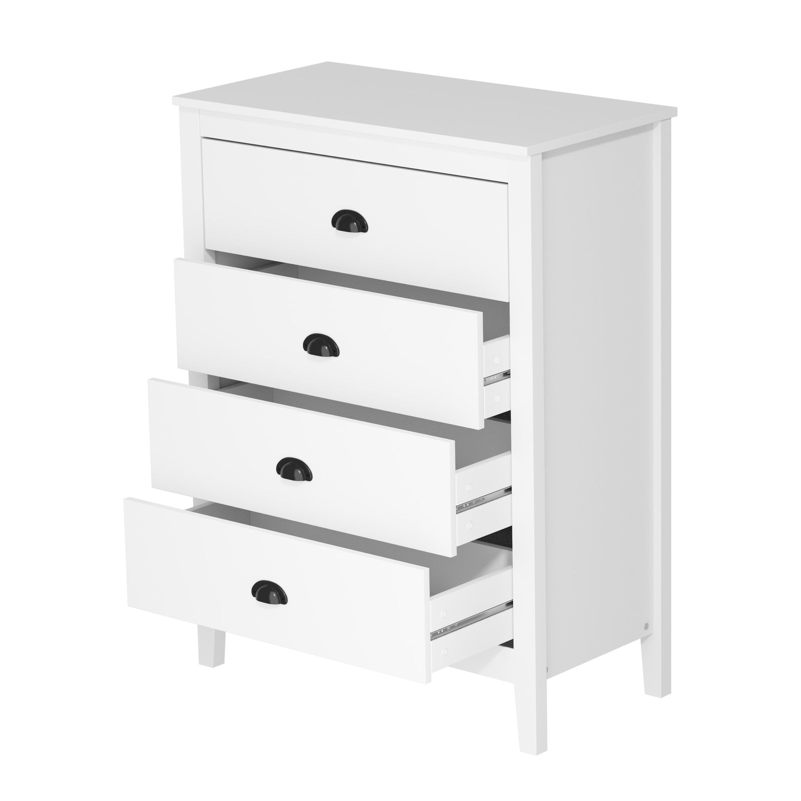 Oikiture 4 Chest of Drawers Dresser Storage Cabinet Tallboy White Vintage - Sunyee