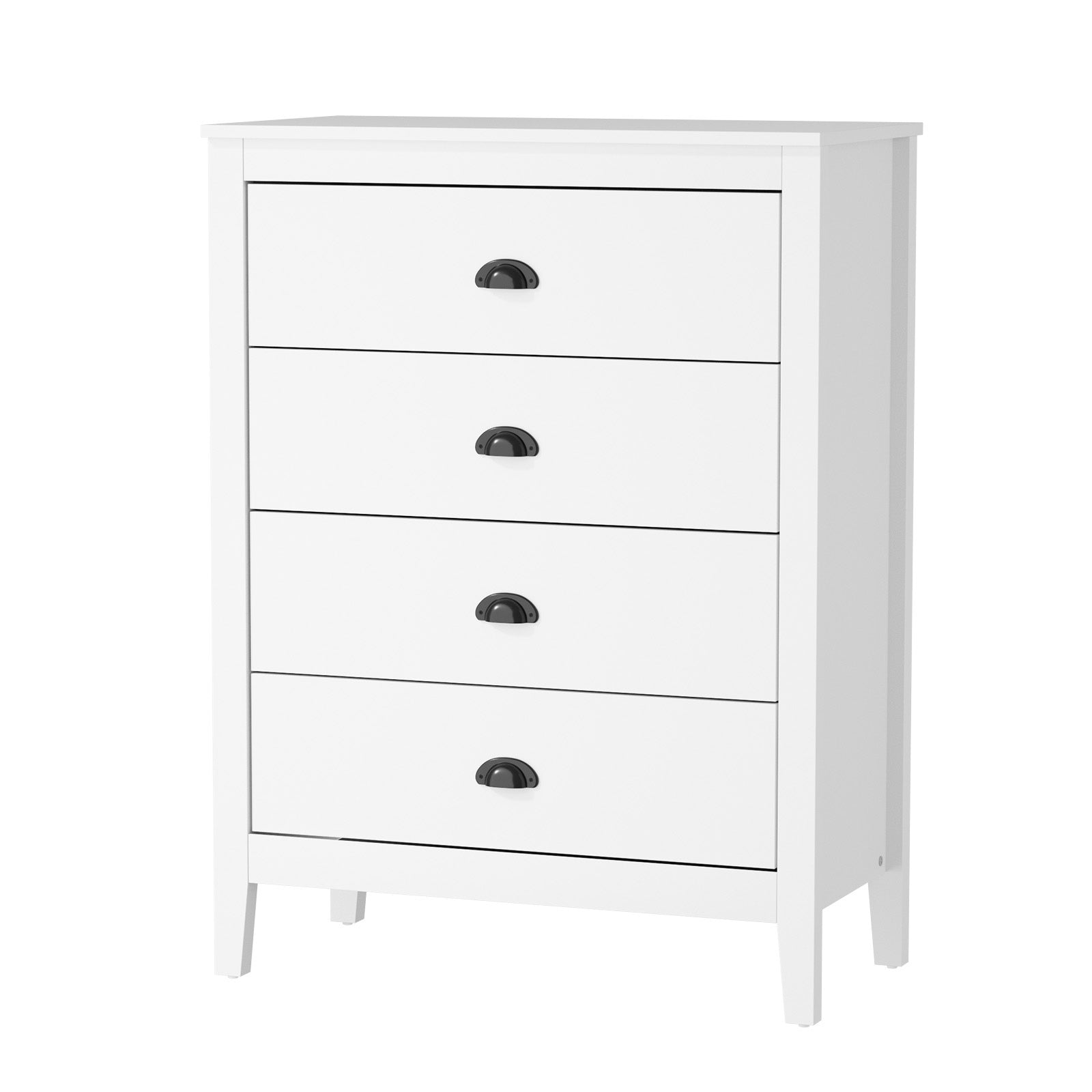 Oikiture 4 Chest of Drawers Dresser Storage Cabinet Tallboy White Vintage - Sunyee