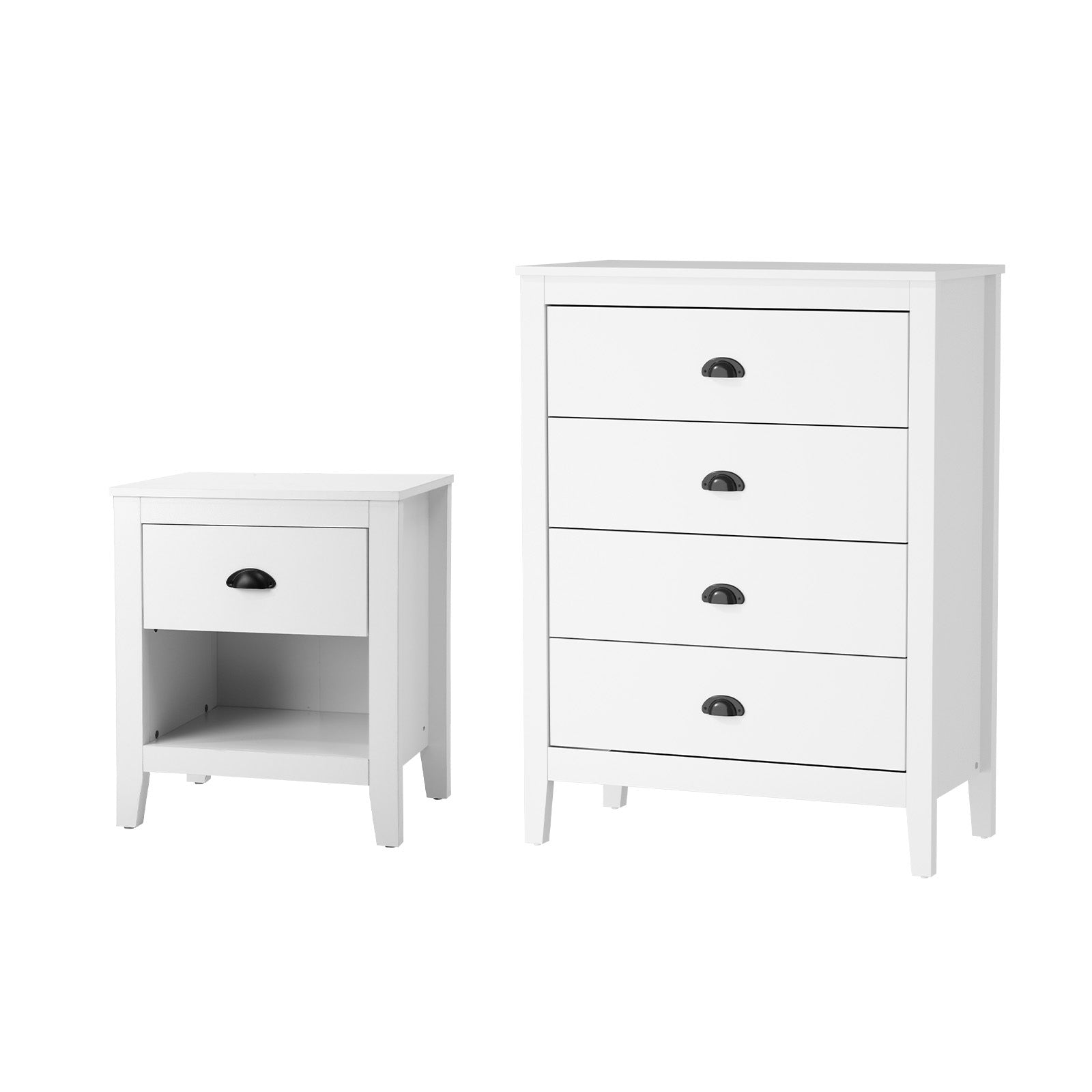 Oikiture 4 Chest of Drawers and Bedside Table Vintage Nightstands Bedroom Set - Sunyee