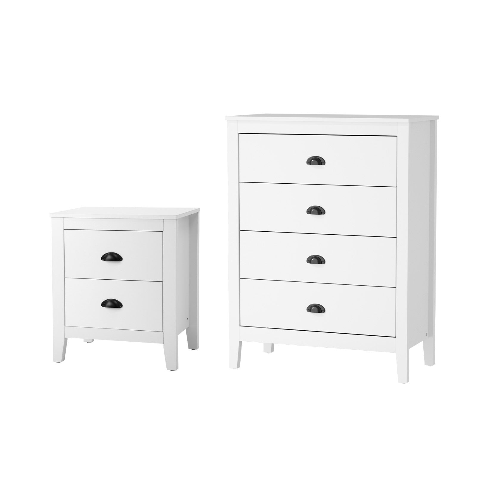 Oikiture 4 Chest of Drawers and Bedside Table Vintage Bedroom Set White - Sunyee