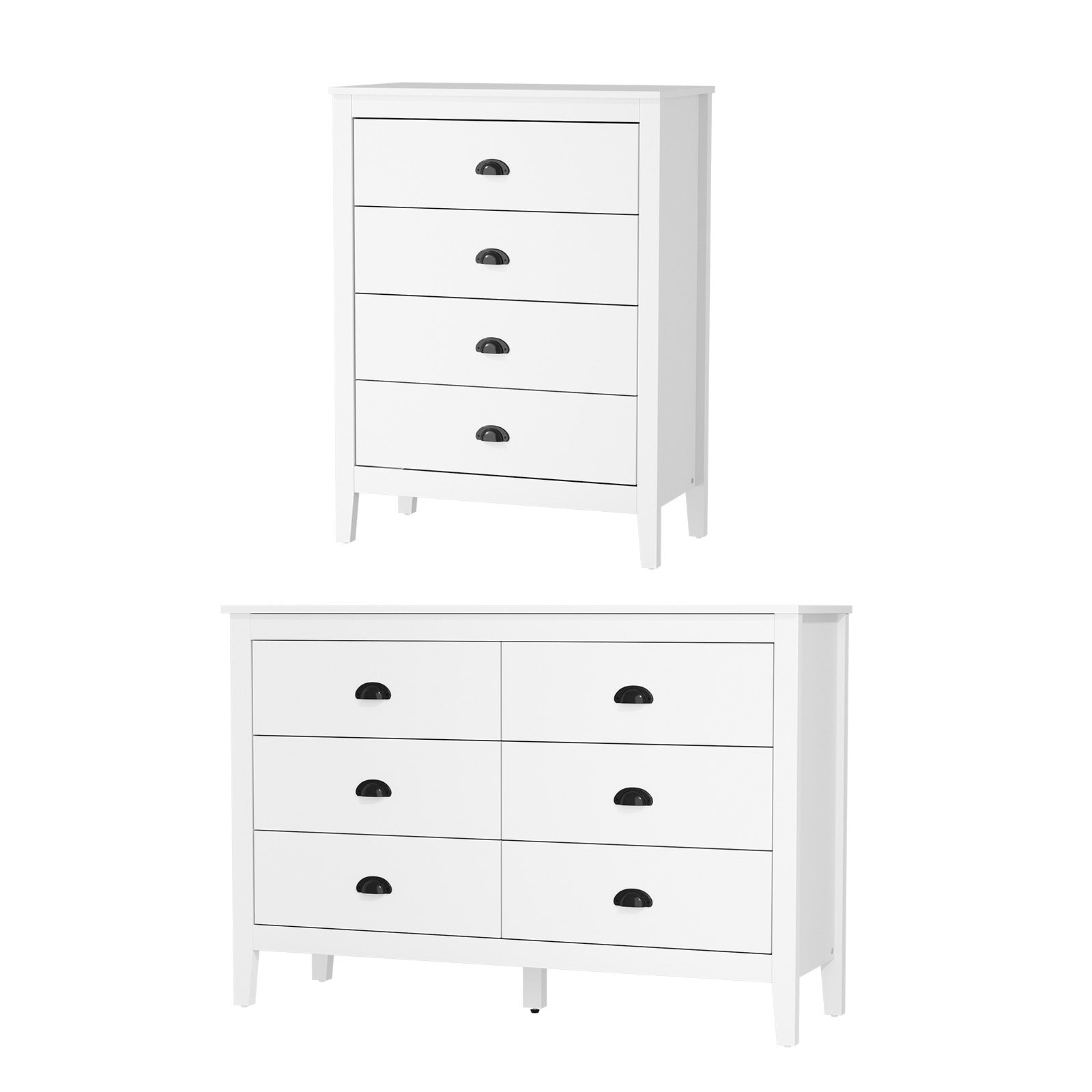 Oikiture Chest of Drawers Dresser Storage Cabinet Tallboy White Vintage - Sunyee