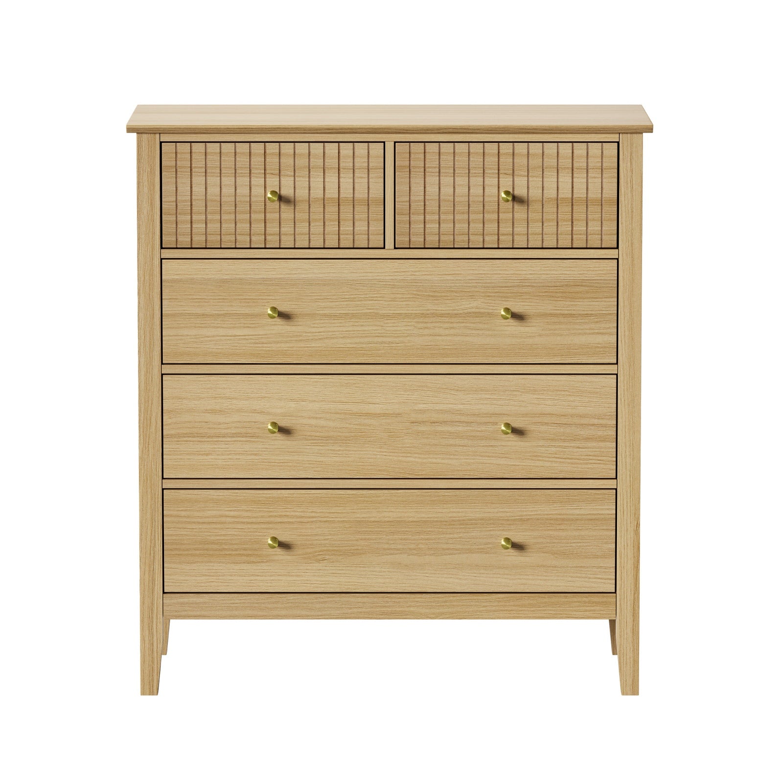 Oikiture 5 Chest of Drawers Dresser Storage Cabinet Tallboy Natural - Sunyee