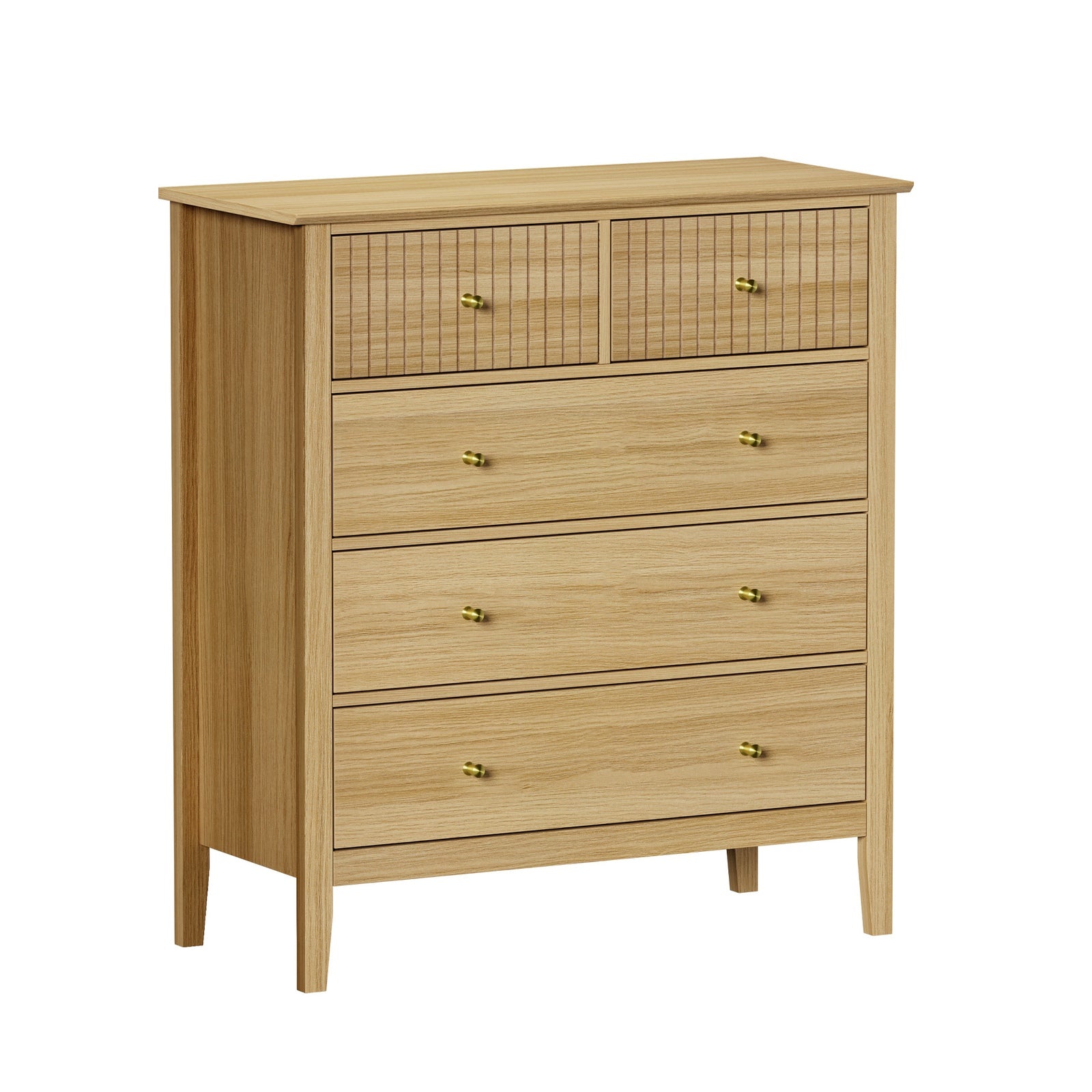Oikiture 5 Chest of Drawers Dresser Storage Cabinet Tallboy Natural - Sunyee