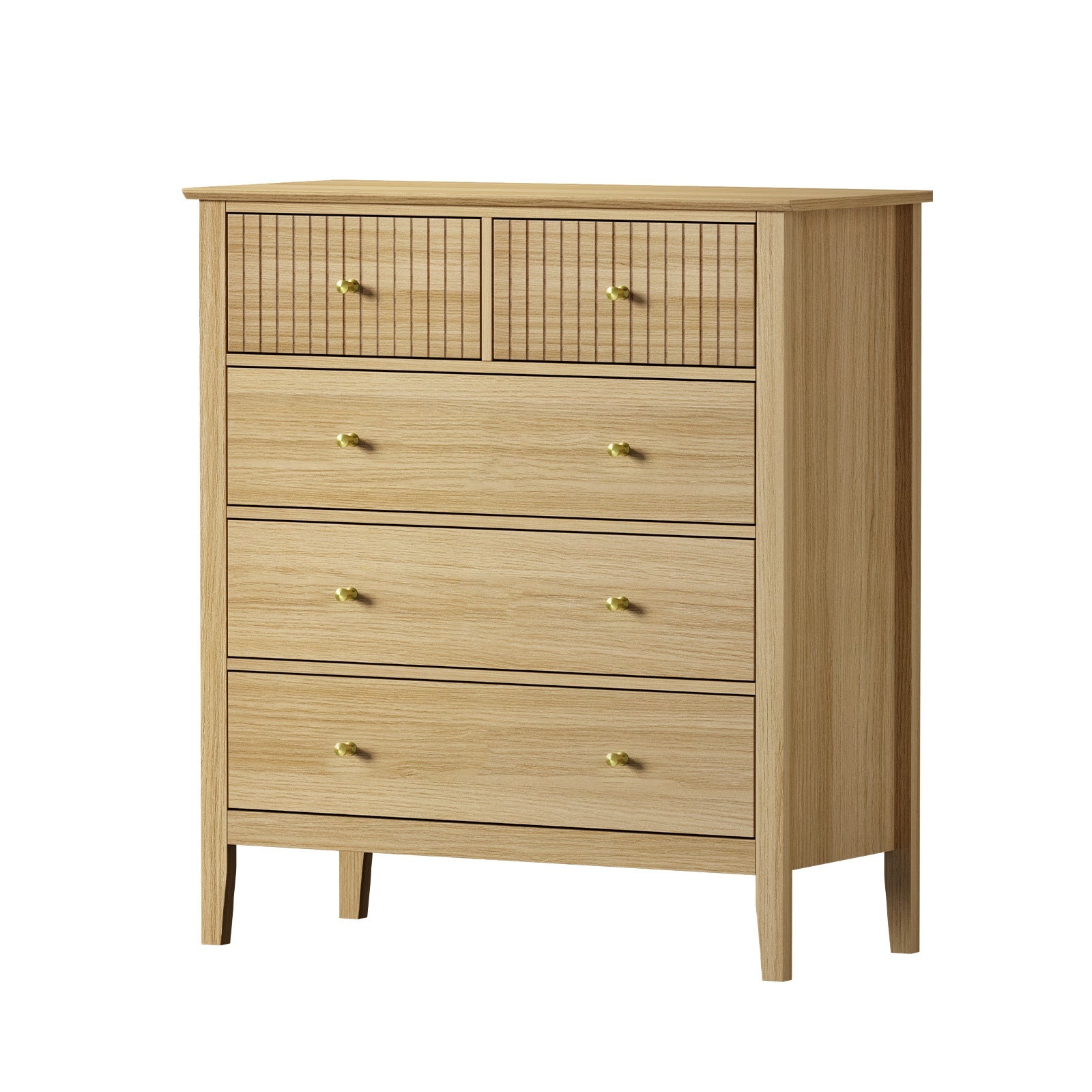 Oikiture 5 Chest of Drawers Dresser Storage Cabinet Tallboy Natural - Sunyee