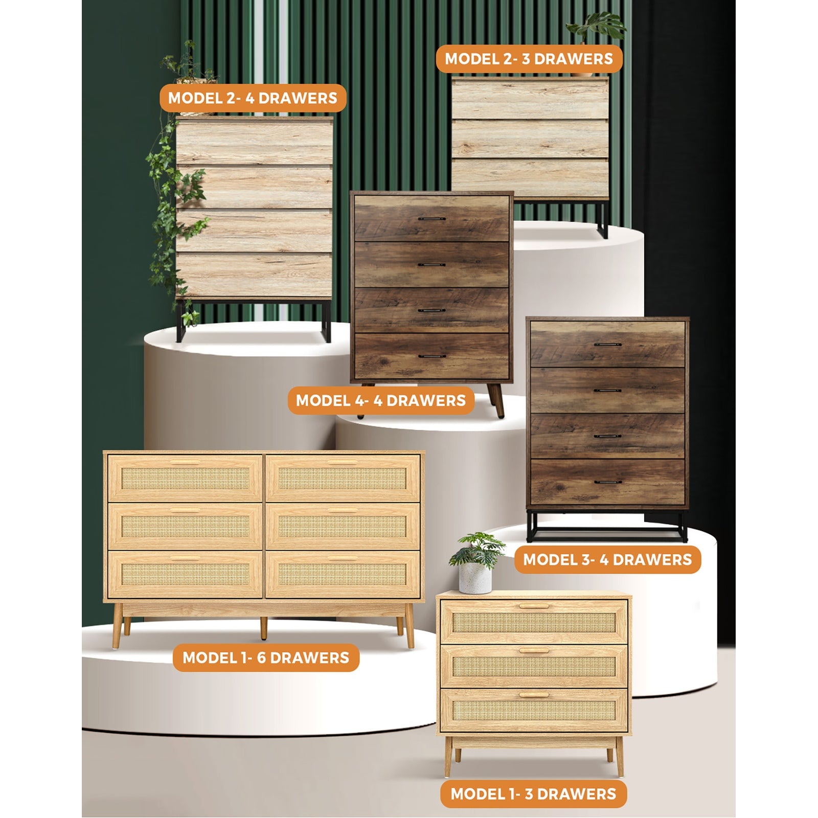 Oikiture Chest of Drawers Storage Cabinet Tallboy Dresser Bedroom Furniture - Sunyee