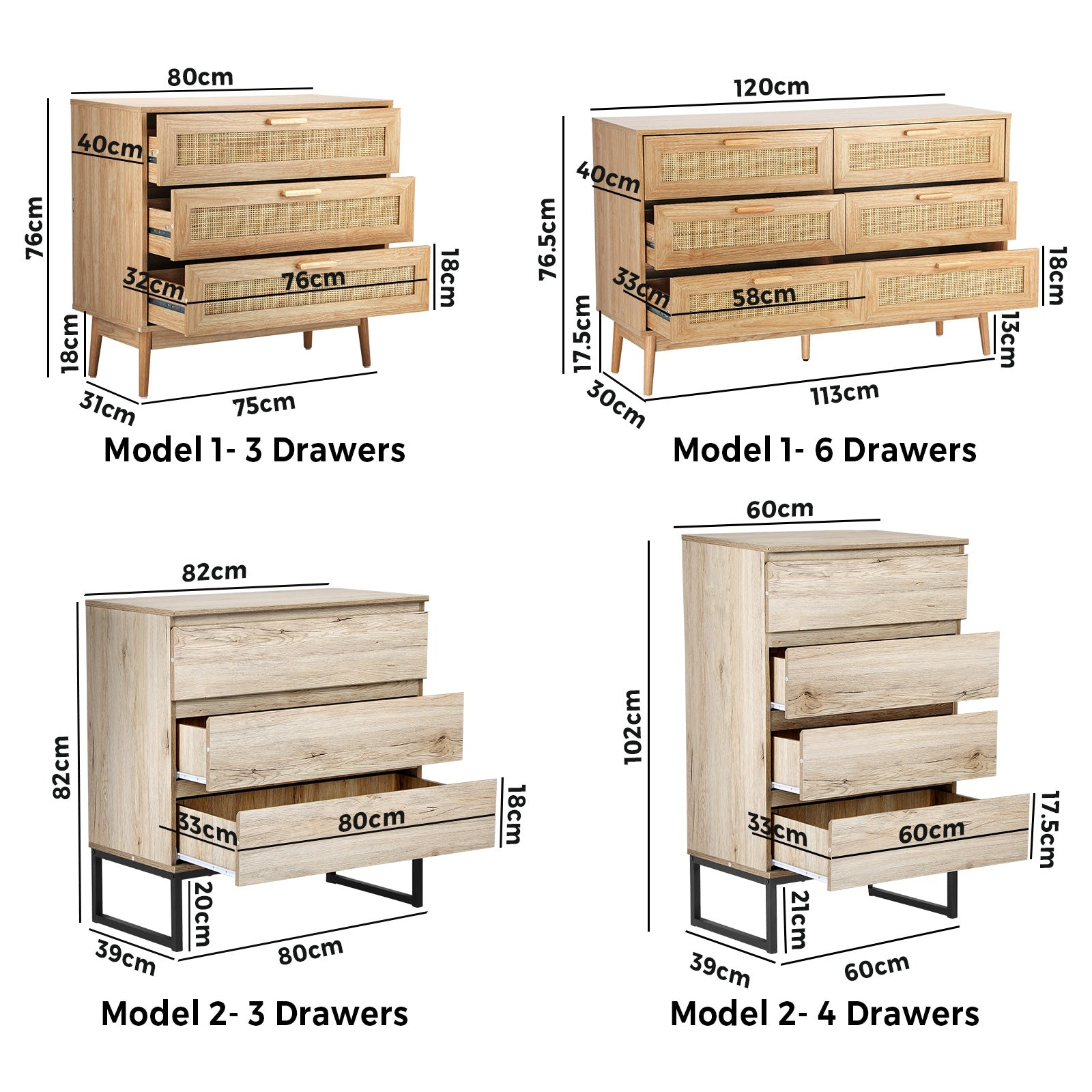 Oikiture Chest of Drawers Storage Cabinet Tallboy Dresser Bedroom Furniture