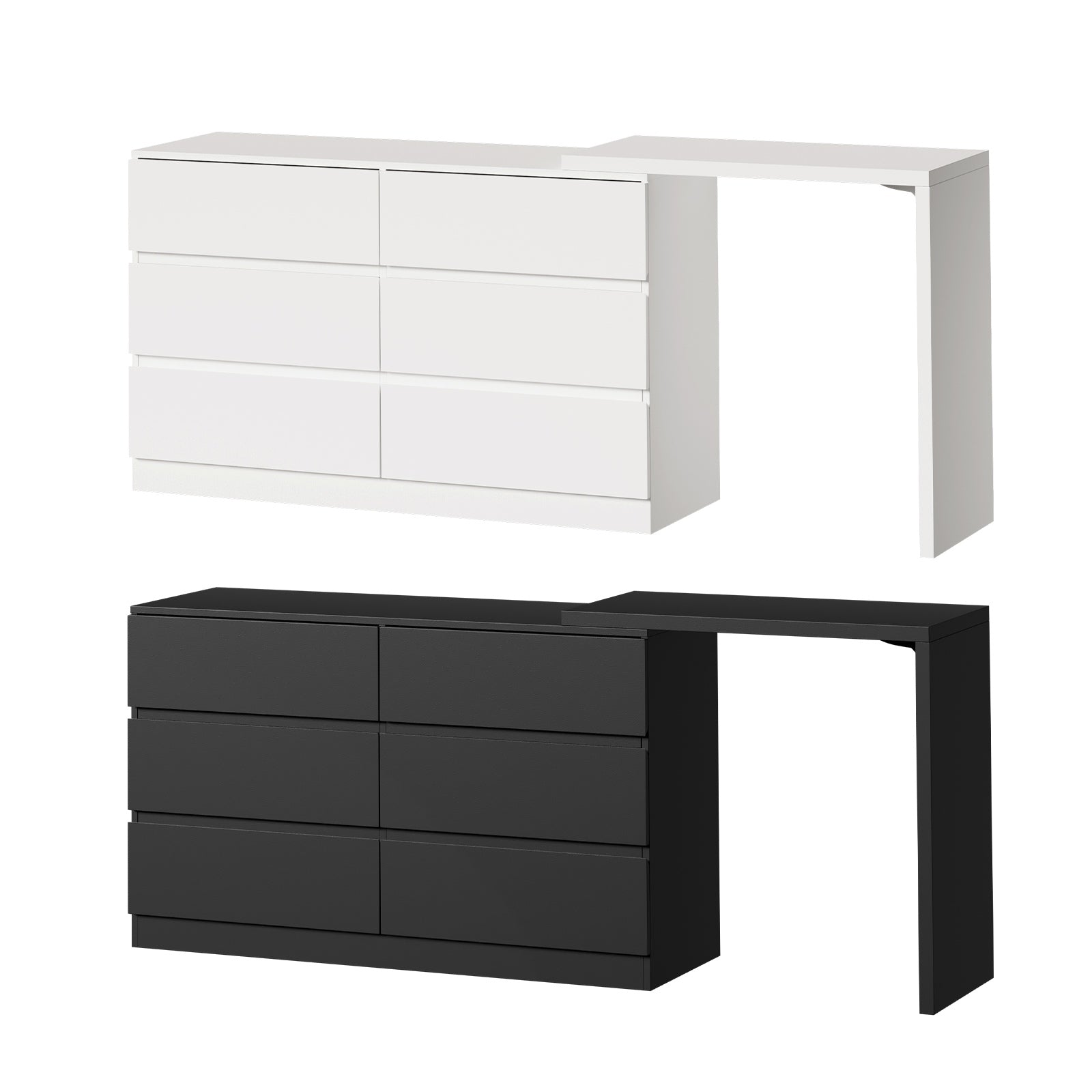Oikiture 6 Chest of Drawers Dresser with Side Table Storage Tallboy - Sunyee