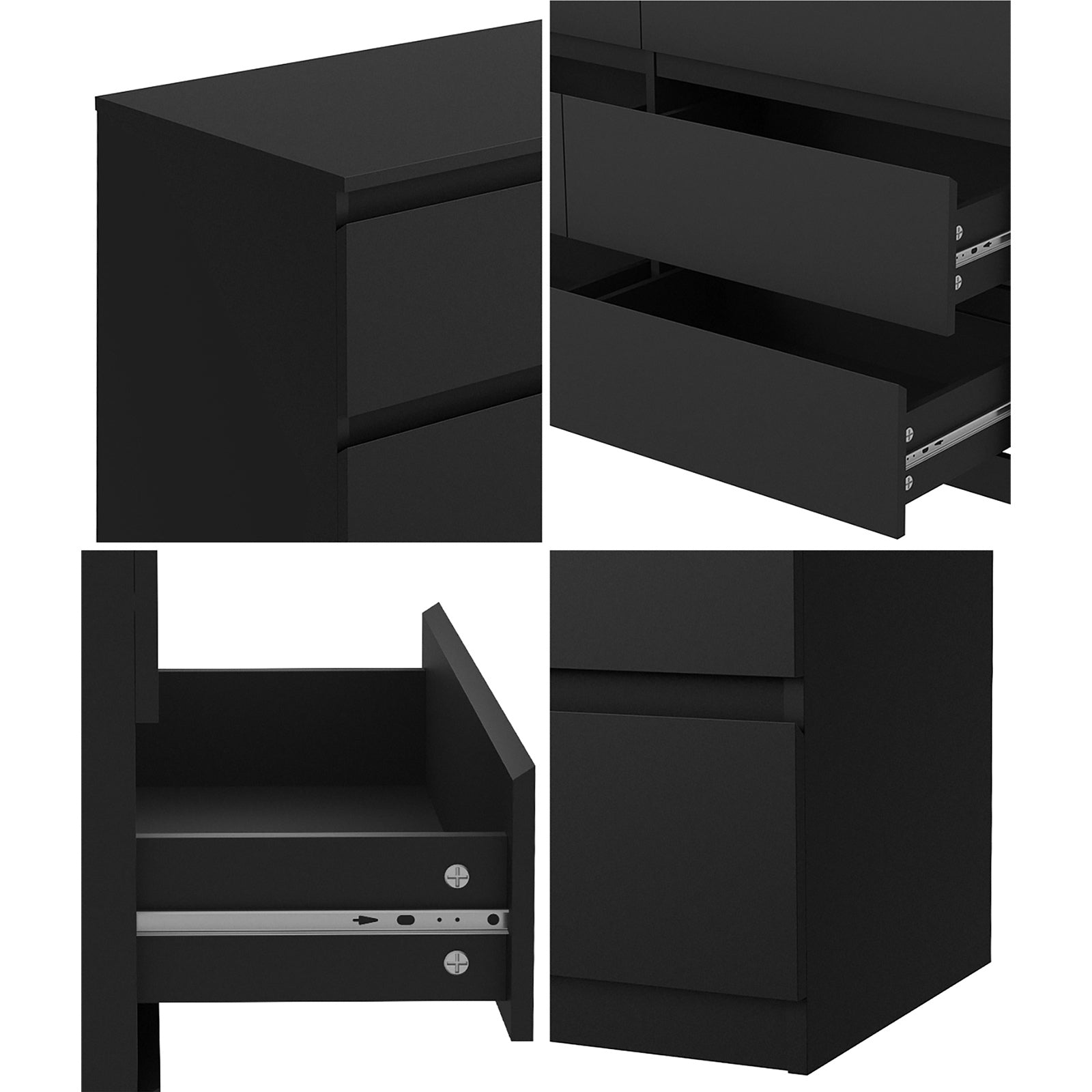 Oikiture 6 Chest of Drawers Lowboy Storage Cabinet Dresser Table Bedroom Black - Sunyee