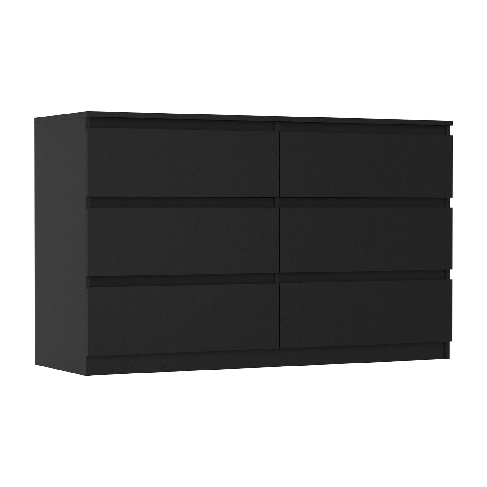 Oikiture 6 Chest of Drawers Lowboy Storage Cabinet Dresser Table Bedroom Black - Sunyee