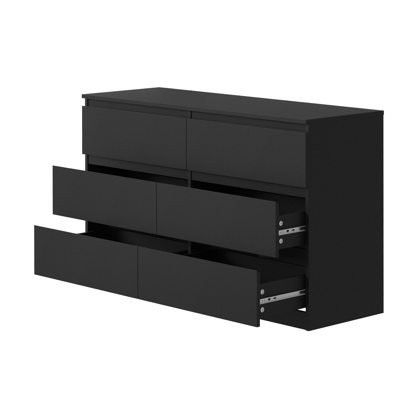 Oikiture 6 Chest of Drawers Lowboy Storage Cabinet Dresser Table Bedroom Black - Sunyee
