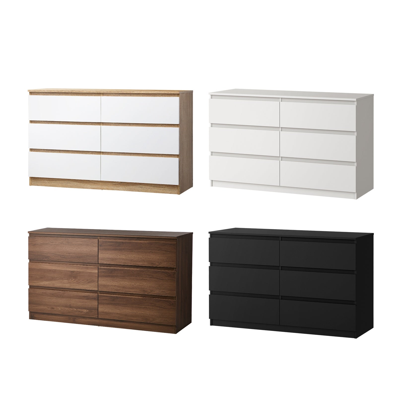 Oikiture 6 Chest of Drawers Lowboy Storage Cabinet Dresser Table Bedroom