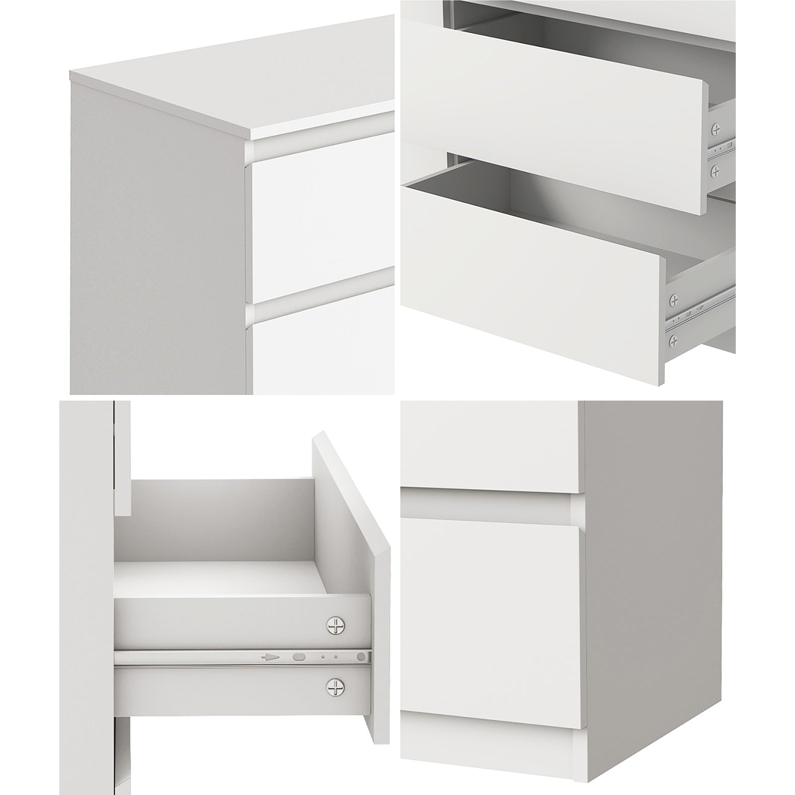 Oikiture 6 Chest of Drawers Lowboy Storage Cabinet Dresser Table Bedroom White - Sunyee