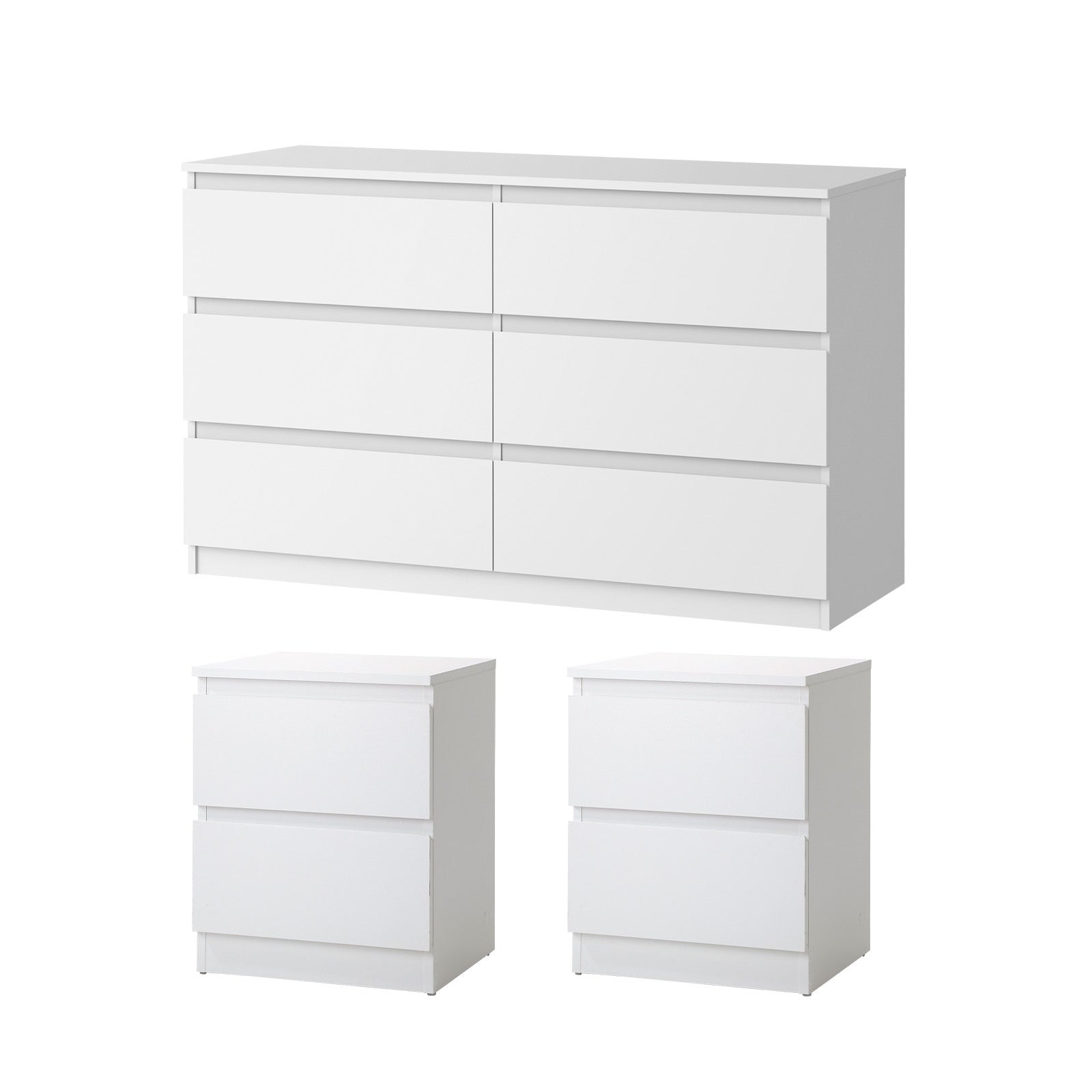 Oikiture 6 Chest of Drawers and 2 Bedside Tables Cabinet Bedroom Set - Sunyee