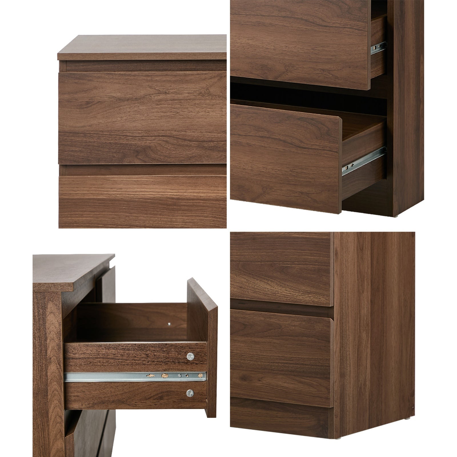 Oikiture 6 Chest of Drawers Lowboy Storage Cabinet Dresser Table Bedroom Walnut - Sunyee