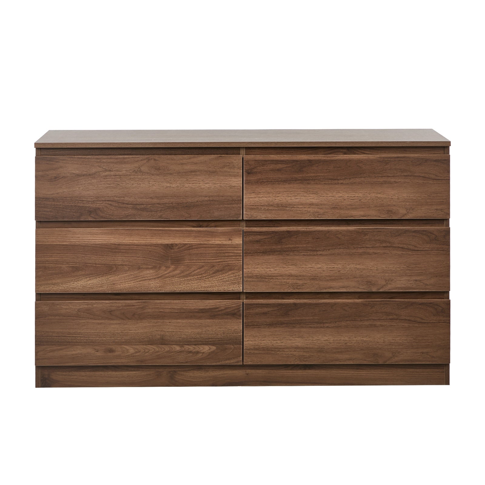 Oikiture 6 Chest of Drawers Lowboy Storage Cabinet Dresser Table Bedroom Walnut - Sunyee