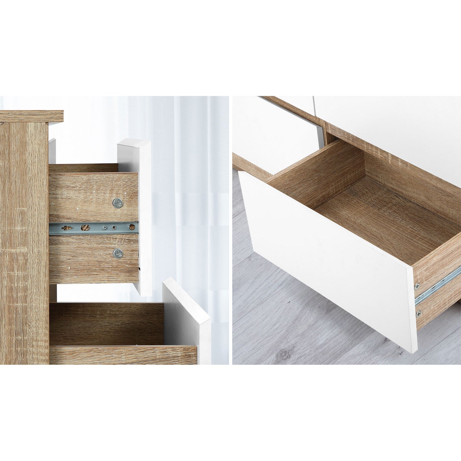 Oikiture 8 Chest of Drawers Tallboy Cabinet Dresser Table Wooden White Furniture - Sunyee