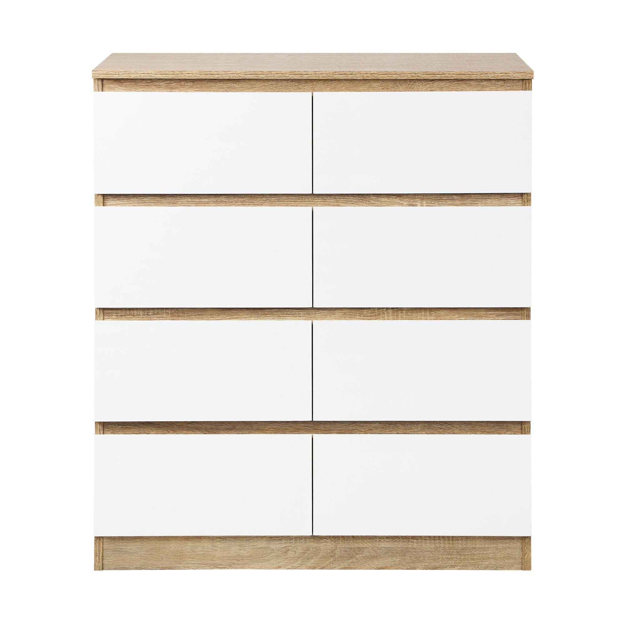 Oikiture 8 Chest of Drawers Tallboy Cabinet Dresser Table Wooden White Furniture - Sunyee